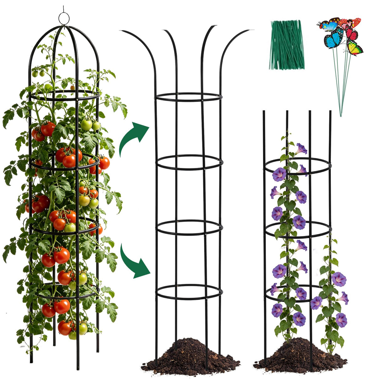 100% Metal Obelisk Garden Trellis 6.6 Ft Tall Plant Support for Climbing