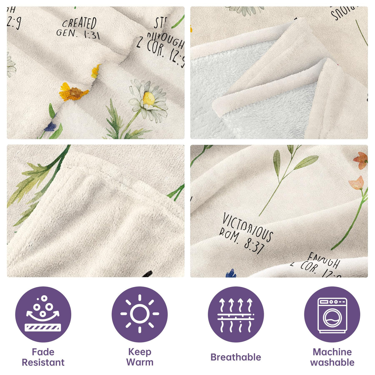 Christian Gifts for Women Birthday, Christian Blanket with Flowers