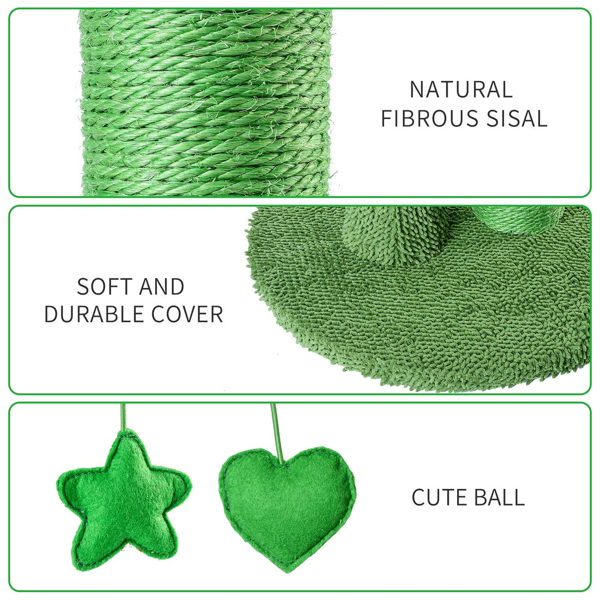 BOLUO Cat Scratching Post Tall Ceder Christmas Cat Trees for Adult Large Cats Scratcher Cute Toy Kitten Kitty Sisal Scratch with Teaser Ball Indoor Outdoor 31 inch