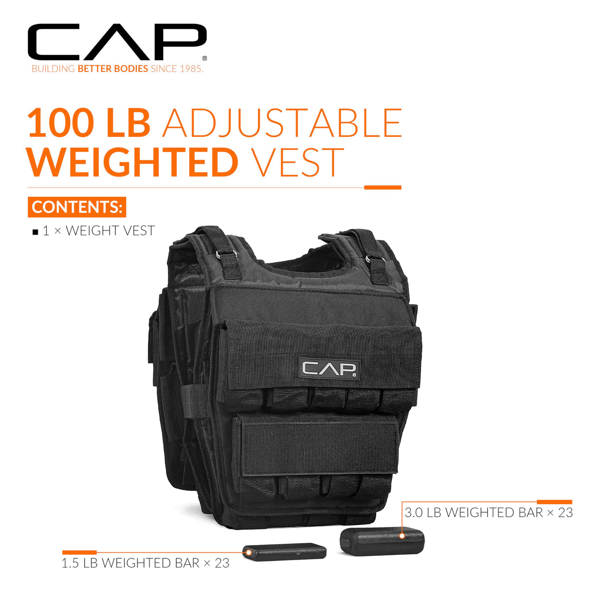 CAP Barbell Adjustable Weighted Vest, 100 lb