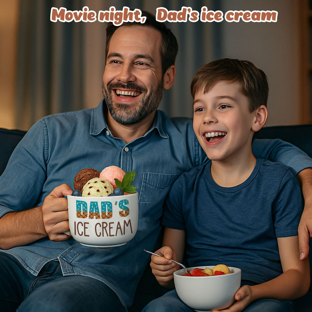 BackURyear Funny Dad Birthday Gifts from Daughter Son, Novelty Christmas Dads Gift for Daddy Dada Father StepDads, Unique New Dad gifts from Wife, Dad's Ice Cream Bowl Presents Set