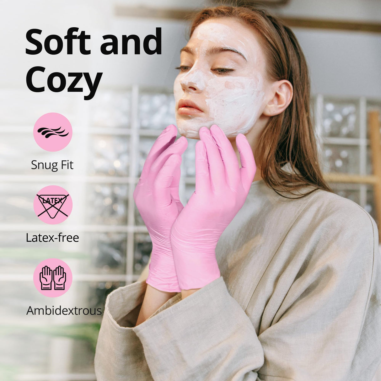 SwiftGrip Pink Disposable Gloves, Medical exam Gloves Disposable Latex Free, Gloves for Cleaning & Esthetician, Pink Rubber Gloves, Pink Cleaning Gloves, Powder-Free, 1000-ct Case (Small)