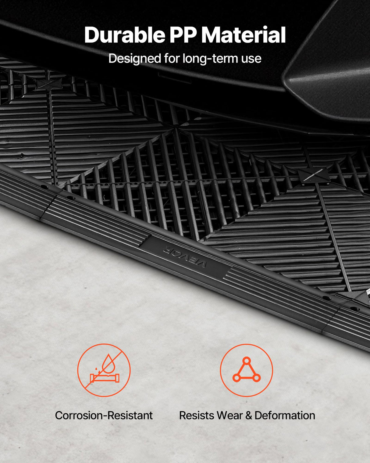 VEVOR Transition Edge Kit, 11-Piece, Durable PP Interlocking Modular Garage Floor Edging, Easy Installation, Only Compatible with VEVOR Drainage Mats, Black,Female