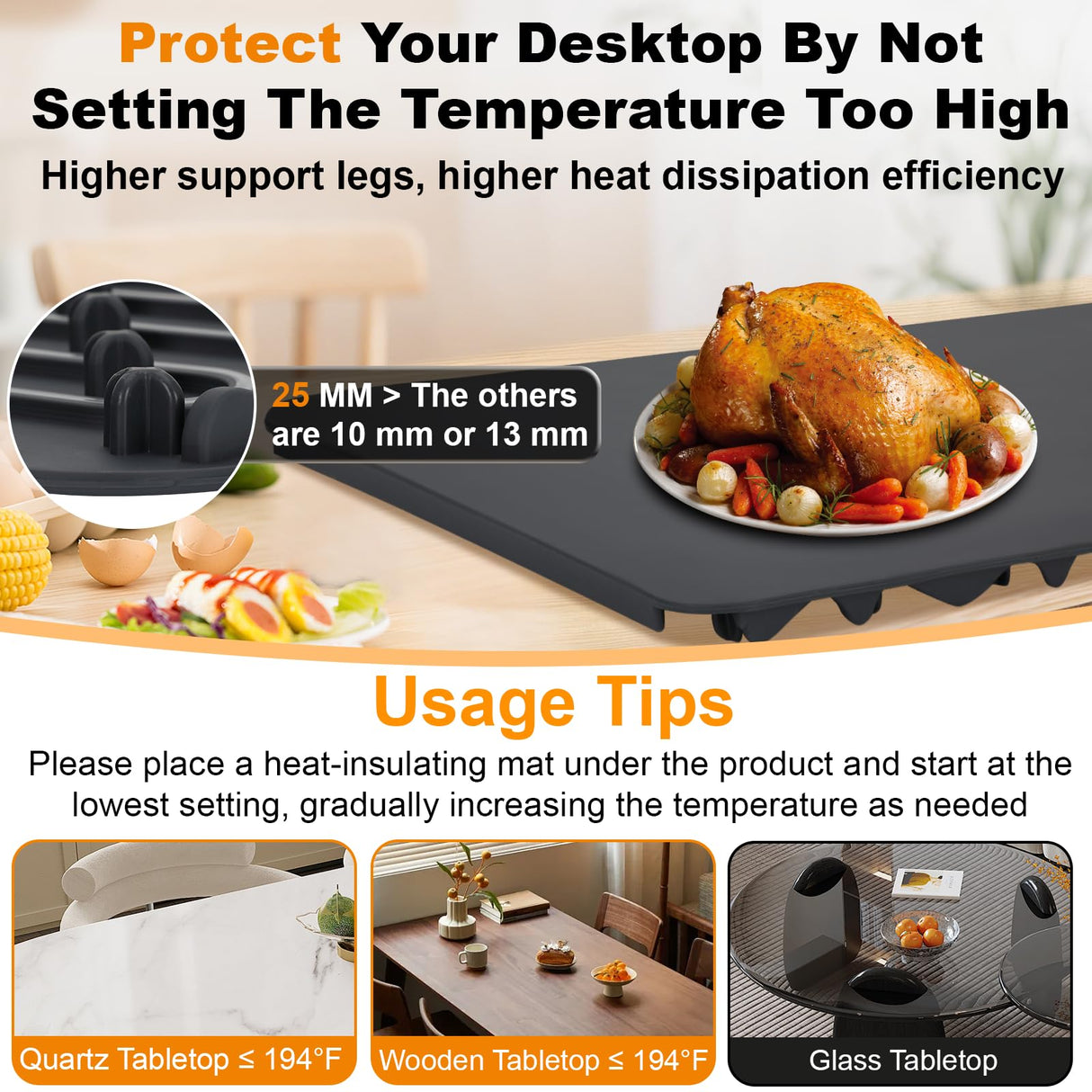 Mariocsa Warming Mat for Food, (XXXL 47"x15") Electric Food Warming Mat Tray, 450W Rapid Full Heating in 8s, 7 Adjustable Temp Settings & 1-8H Timer, Food Warmer Mat for Home, Buffets, Parties