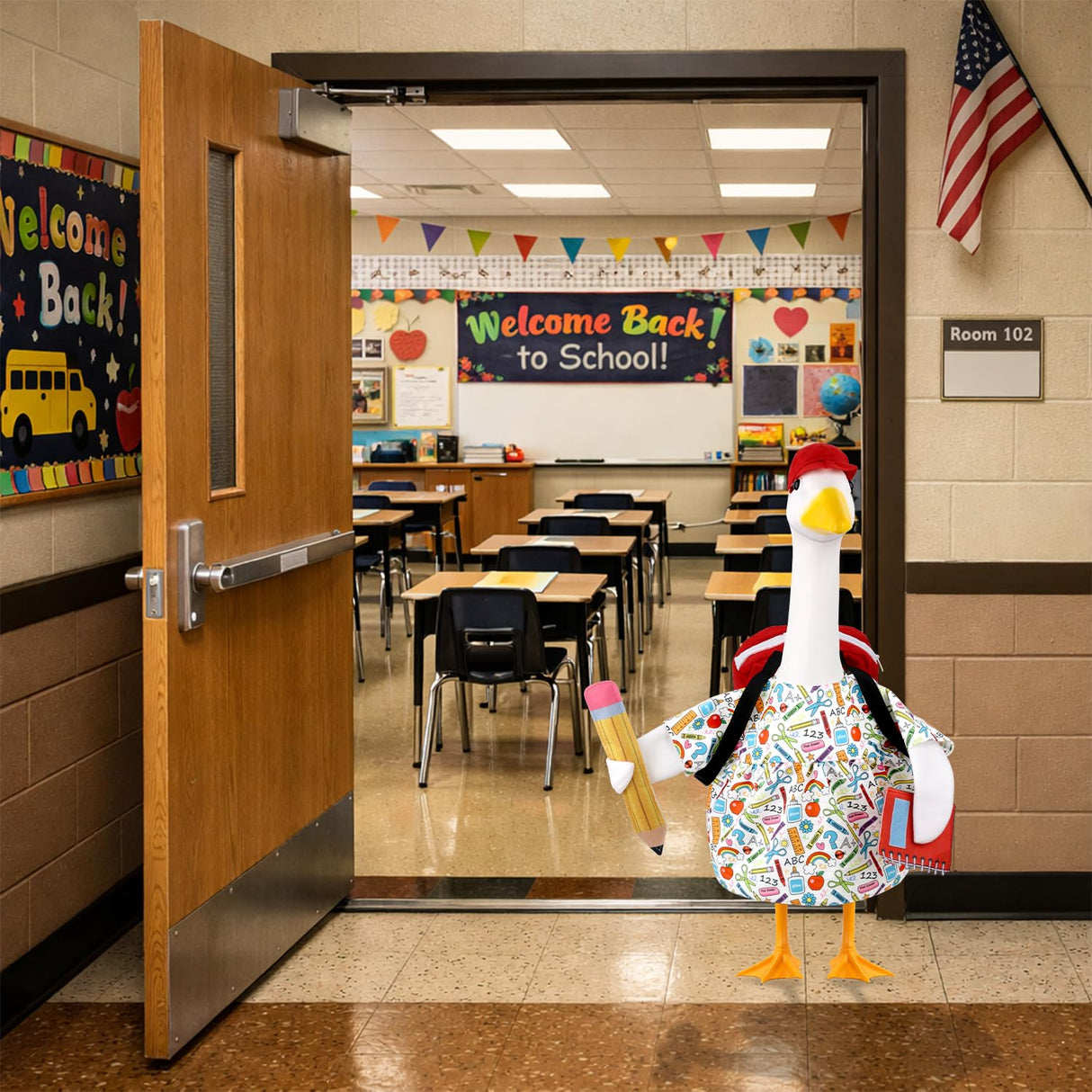 Back to School Porch Goose Outfits Goose Costume for School Outdoor Decor