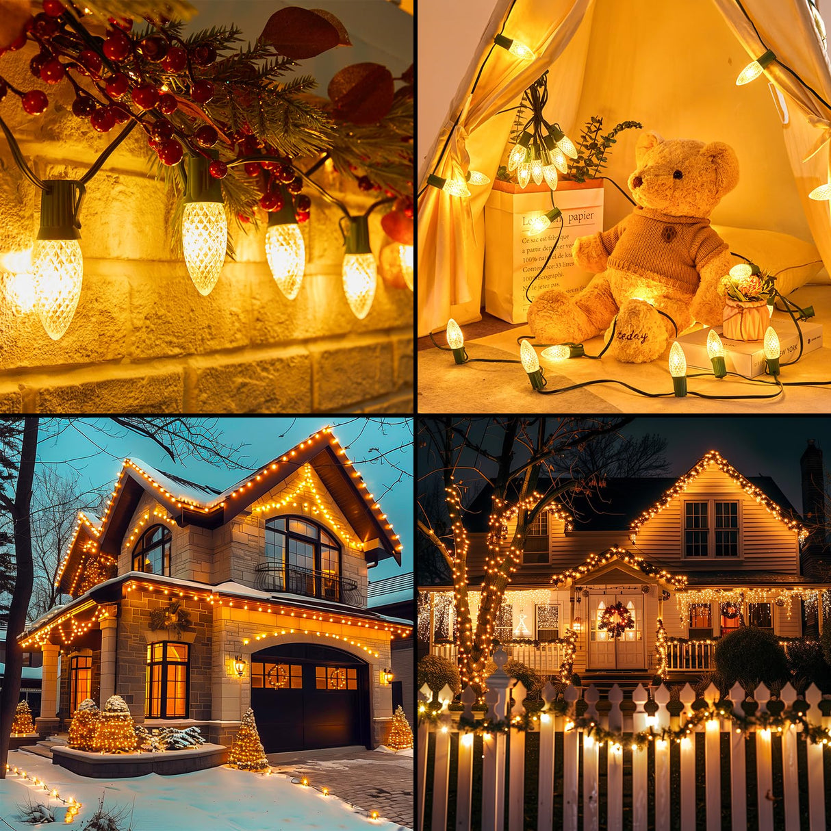 Brightown C9 LED Replacement Bulbs, 25 Pack C9 Christmas Light Bulbs Warm White, Shatterproof LED Bulbs for Christmas String Light, E17 Intermediate Base, Commercial Grade Dimmable Shatterproof Bulb