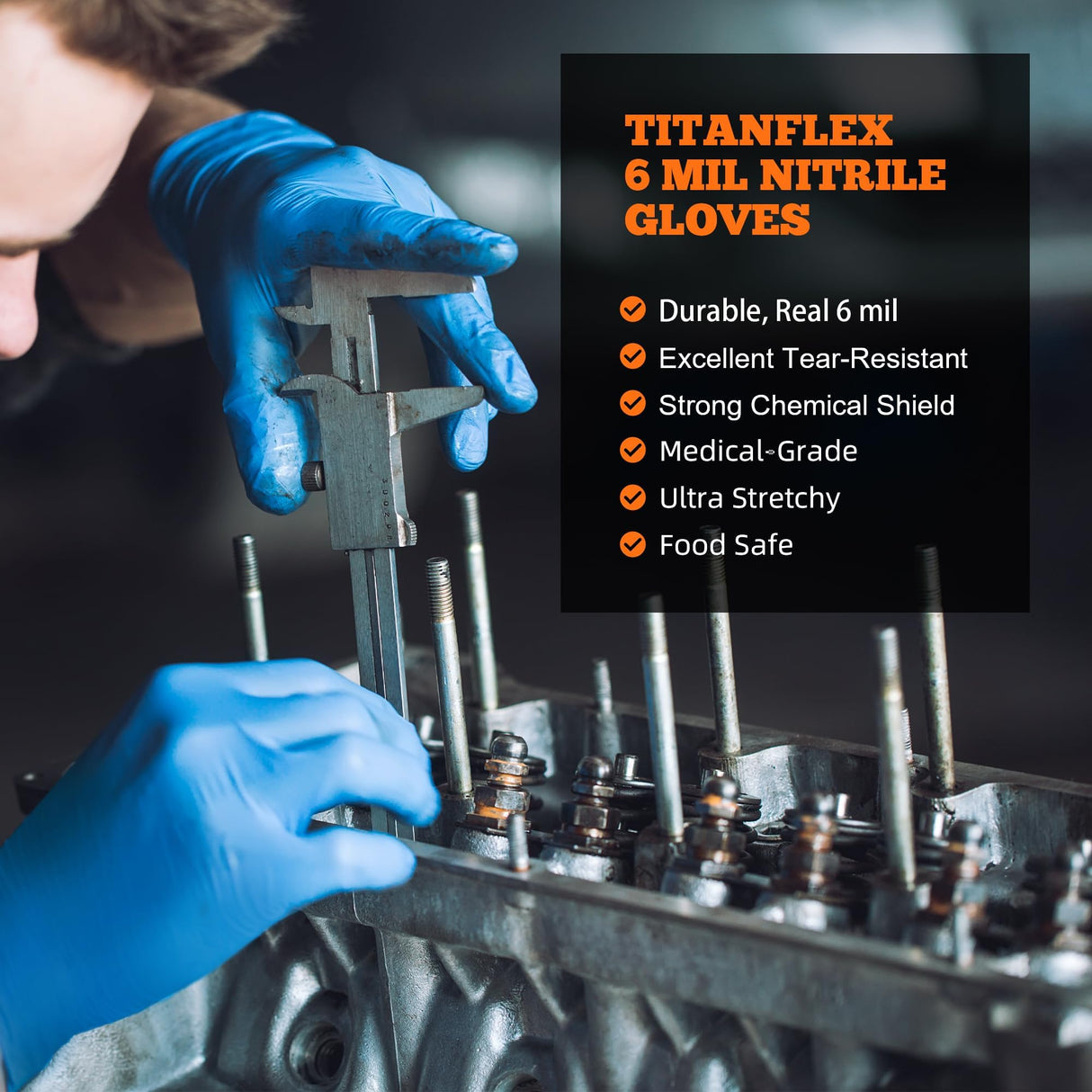 TitanFlex Nitrile Exam Gloves, Blue, 6-mil, Small, Case of 1000, Heavy Duty Nitrile Gloves Disposable Latex Free, Powder Free, Medical Gloves, Cooking Gloves, Mechanic Gloves, Cleaning Gloves