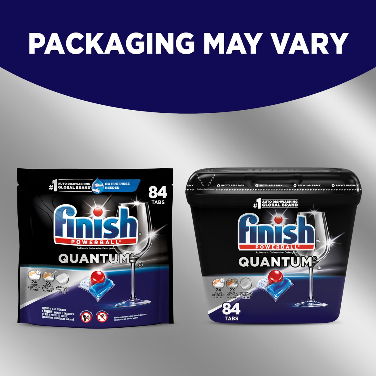 Finish Quantum Dishwasher Pods, No Pre-Rinse Dishwasher Detergent Soap Removes 24HR Dried-On Stain and Grease, Leaving a Virtually Spotless Shine, 84 Count