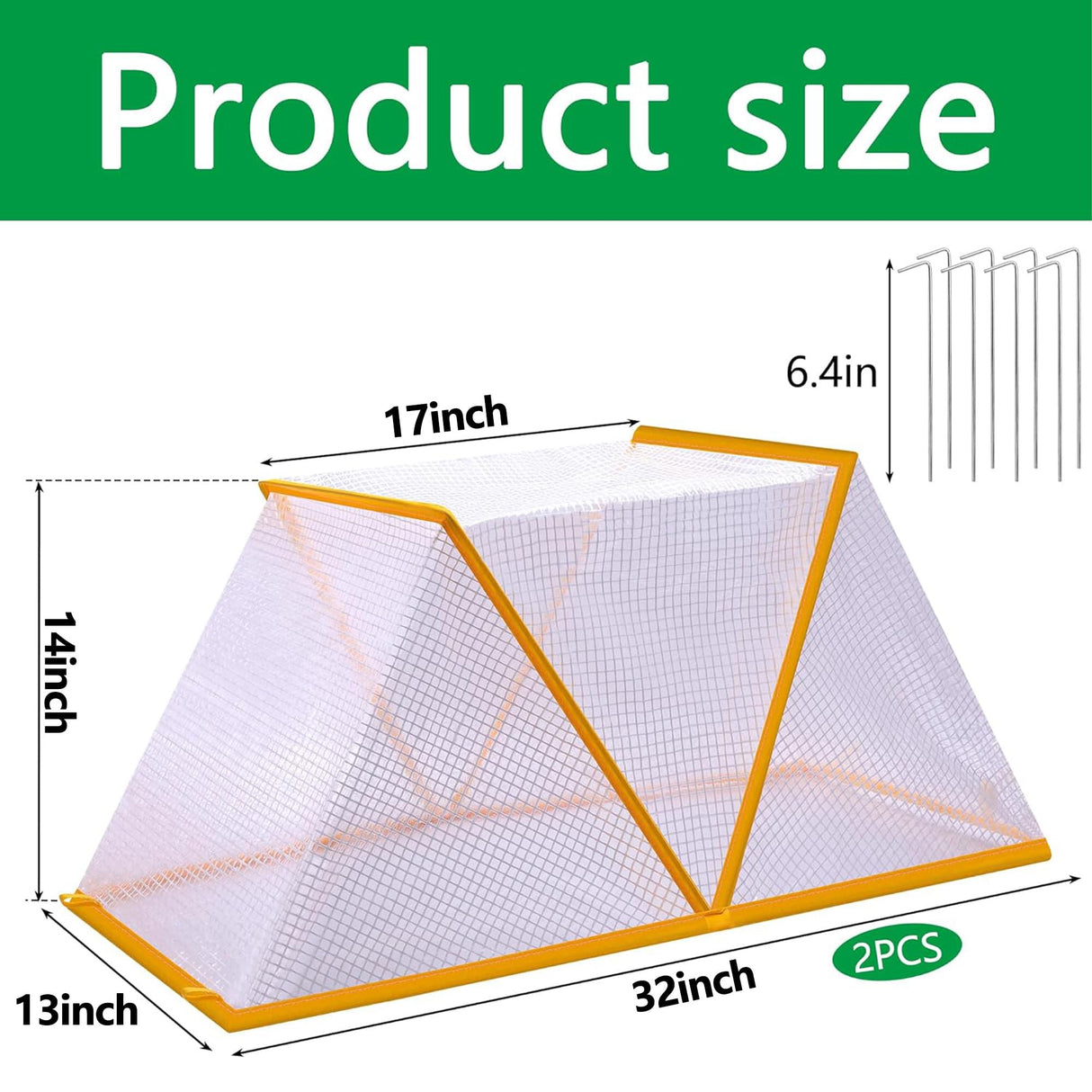 2 Pcs Garden Row Accelerator Plants Cover, 32" x 13" x 14" Foldable Raised Garden Beds Vegetable Rows Plant Protector, Plant Net Cage Guard Greenhouse Cover for Protect Vegetable Fruit from Animal