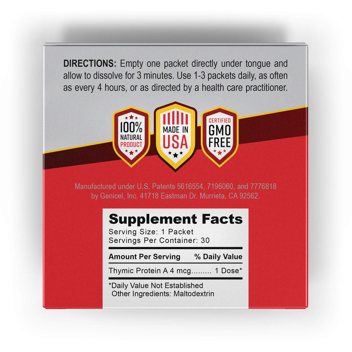 ProBoost Thymic Protein A Powder Packets (4 McG TPA) – Immune System Support Supplement - All Natural, Non-GMO Formula - 30 Packets