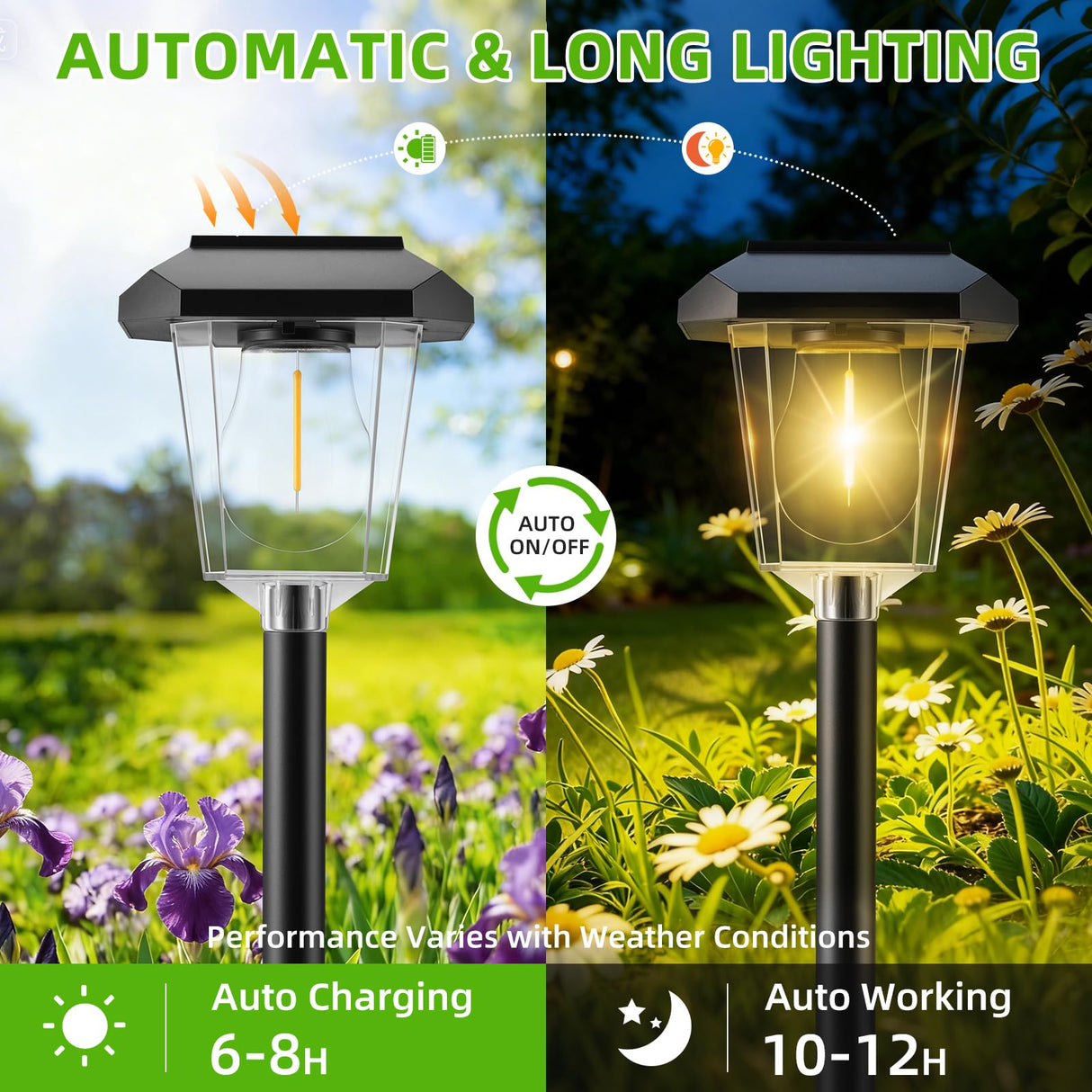 Ruboliy 16Pack Solar Outdoor Lights, Solar Landscape Lighting for Path Walkway Lawn Garden Yard Outside Décor, Black