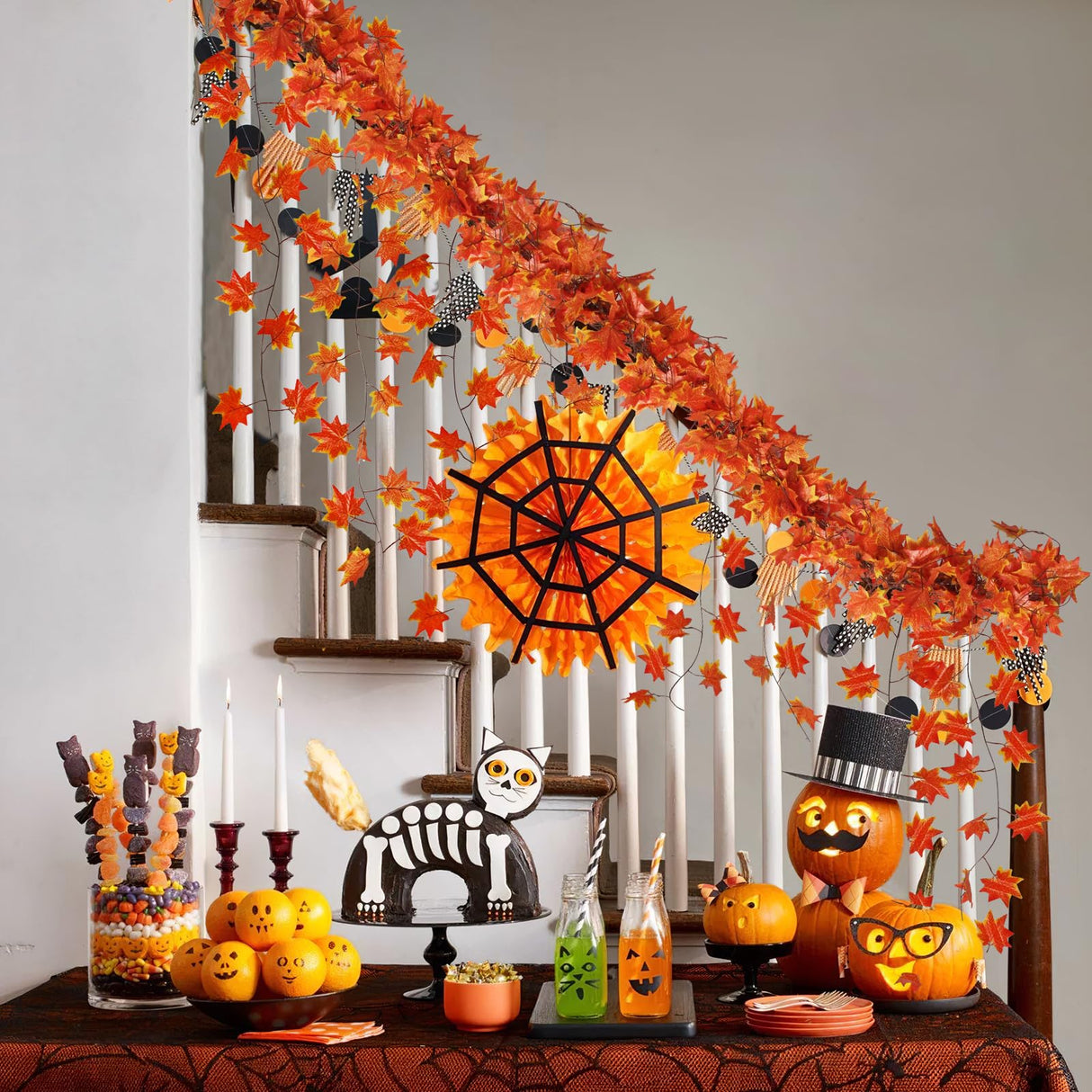 CQURE 36 Pack Fall Leaf Garland,Artificial Fall Vines Autumn Garland Fall Maple Leaves Thanksgiving Decor for Home Wedding Fireplace Christmas