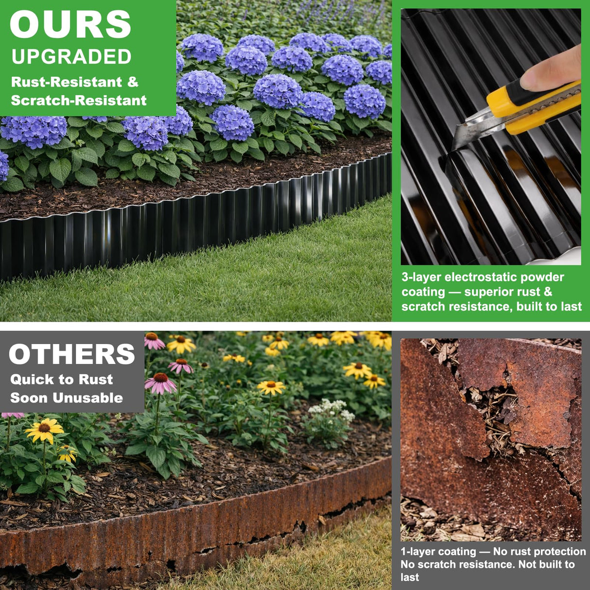 SJPULMO Corrugated Metal Edging, 6"x45Ft Rust-proof Landscape Edging Border