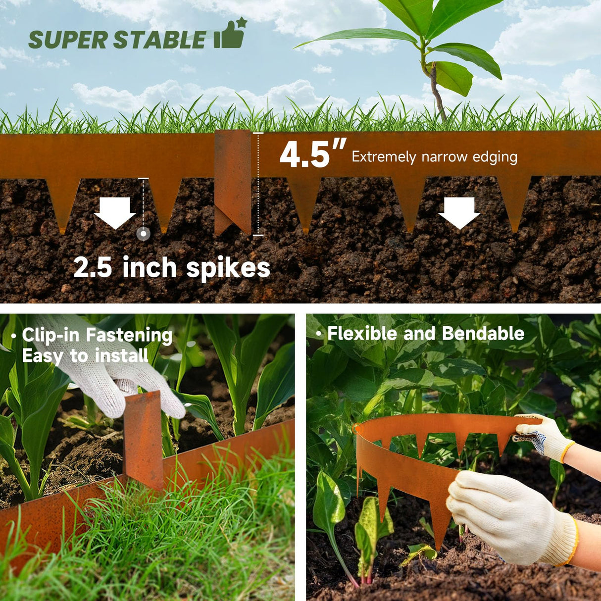 Corten Steel Landscape Edging 4.5 Inch Pre-Rusted 33Ft Total 10-Pack