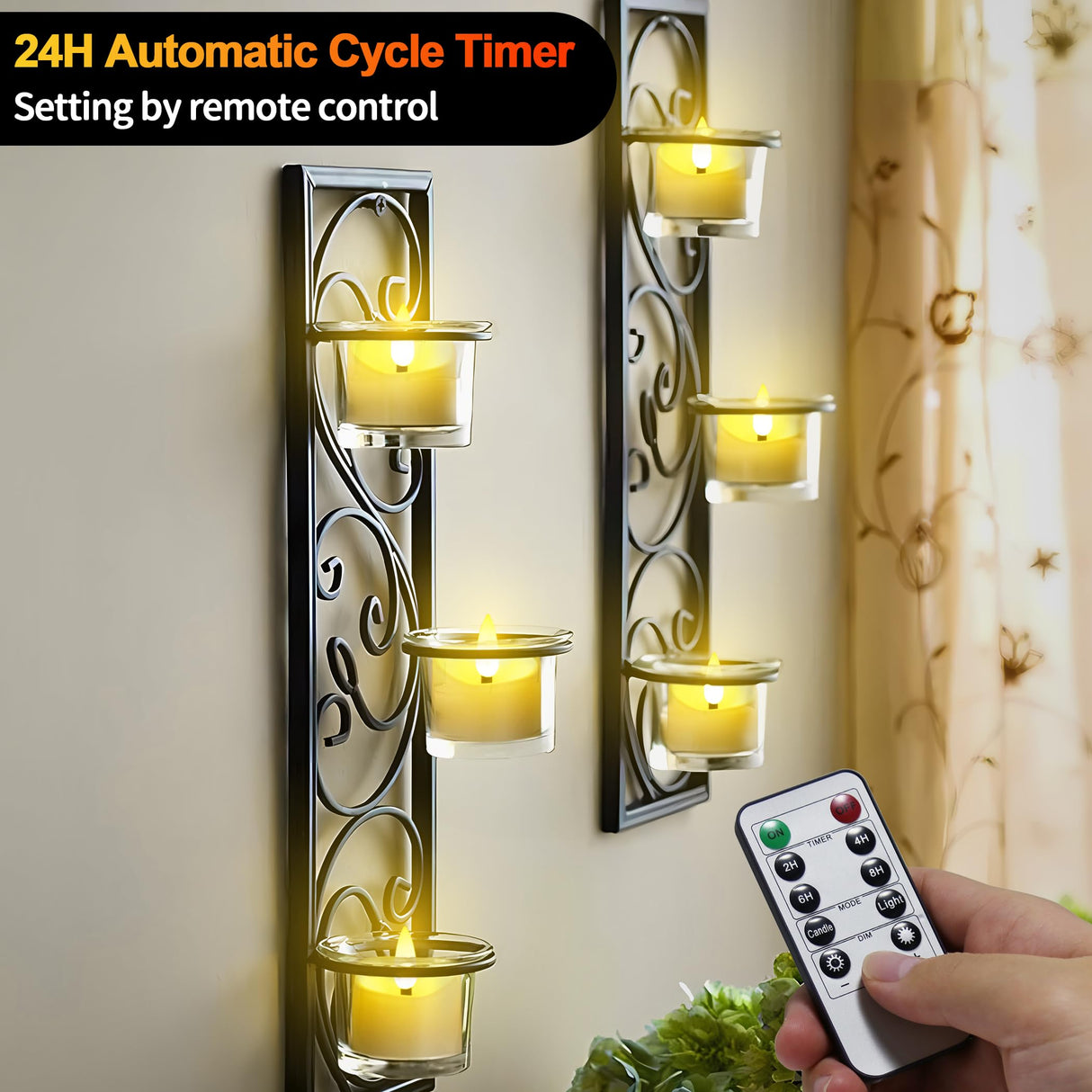 YiaMia Rechargeable Tea Lights with Remote, Flameless LED Candle with 24H Cycle Timer, Battery Operated Tea Lights for Votive, Weddings, Parties, Halloween, Christmas, Home Decoration (12)