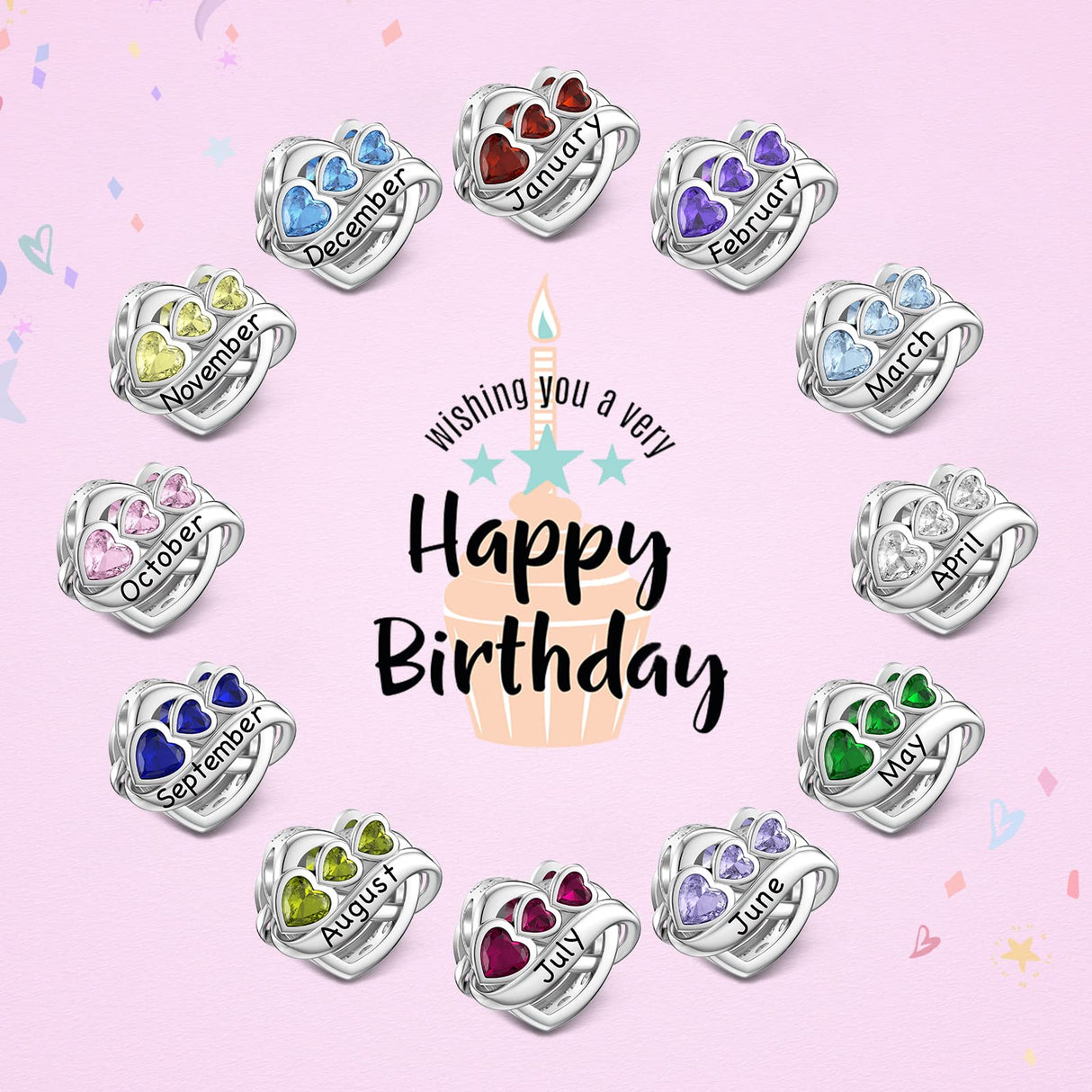 JIAYIQI Heart June Birthstone Charm for Pandora Charms Bracelet