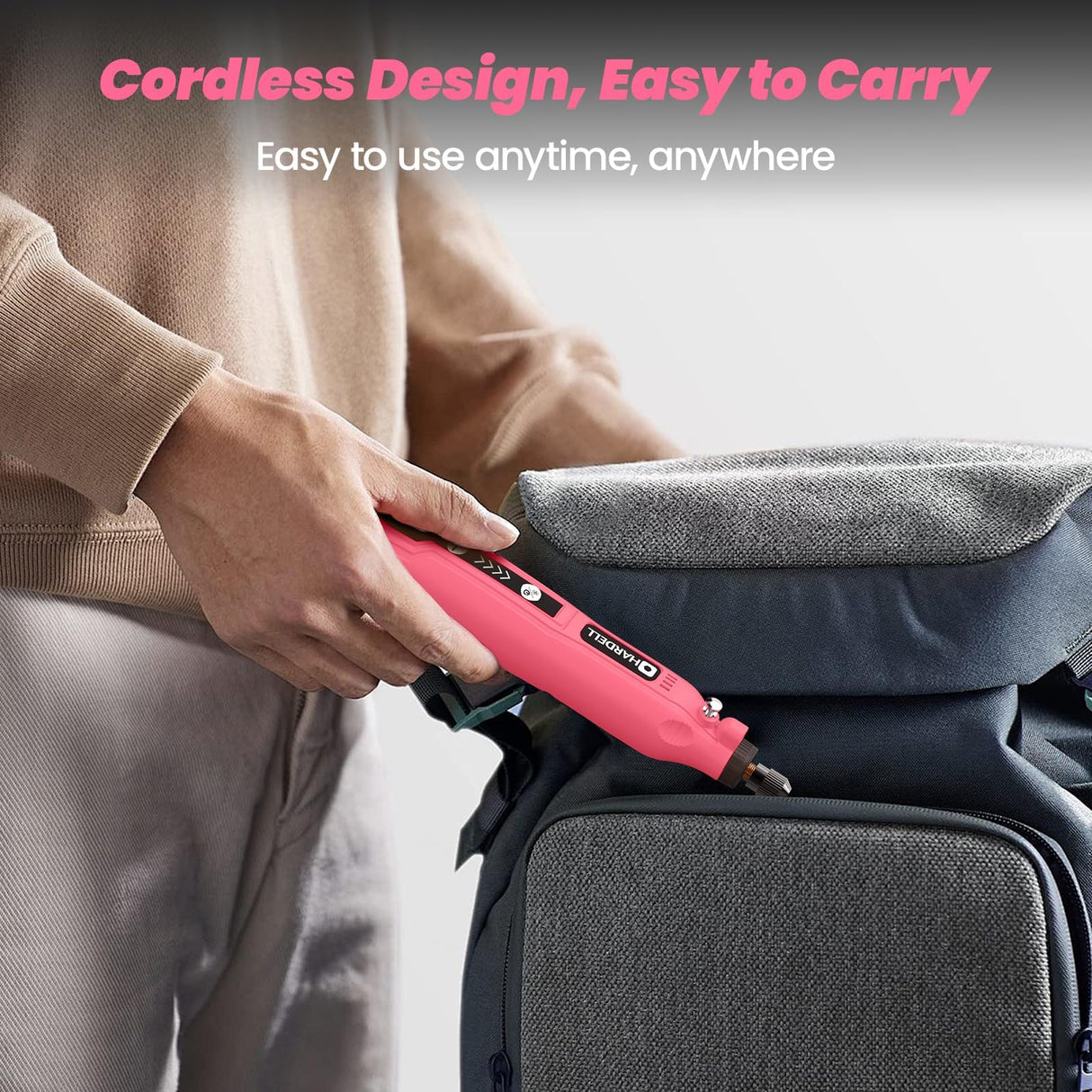 HARDELL Mini Cordless Rotary Tool, 5-Speed 3.7V Rechargeable Rotary Tool Kit with 36Accessories, USB Charging Multi-Purpose DIY Tool for Sanding, Polishing, Drilling, Engraving, Woodworking(Pink 36)