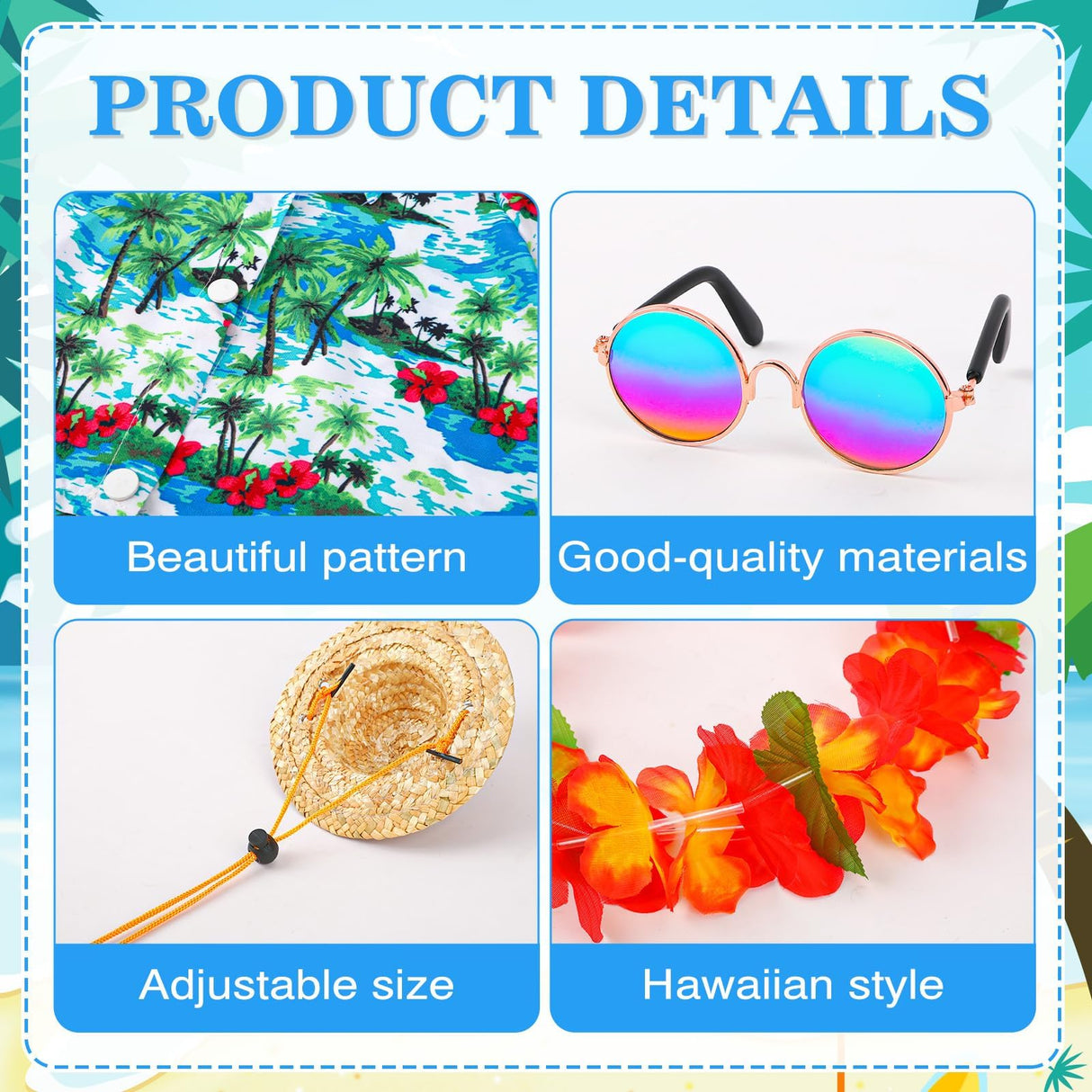 DTOFOOT 4 Pcs Hawaiian Porch Goose Outfit for 23 In Goose Statue Costume