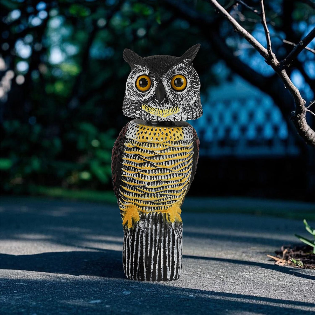 Glintoper Plastic Fake Owl Wagging Head Outdoor Statues 16.5 inch, Bird Scarecrow Horned Decoy, Bird Deterrents Scary Birds Away, Nature Enemy Pest Repellent for Outdoor Garden Yard Protectors