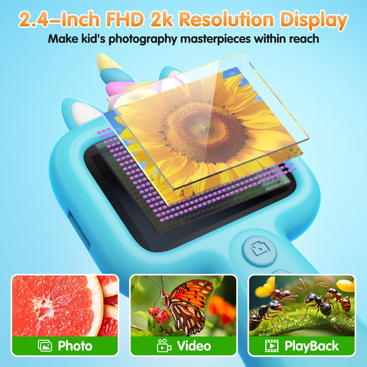 Pocket Microscope for Kids, 2.4" Screen 600X Portable Digital Microscope Handheld, STEM Educational Science Kit Toys for Age 3 4 5 6 7 8 9 10 11 12 13 Years Old Kids Christmas Birthday Gifts