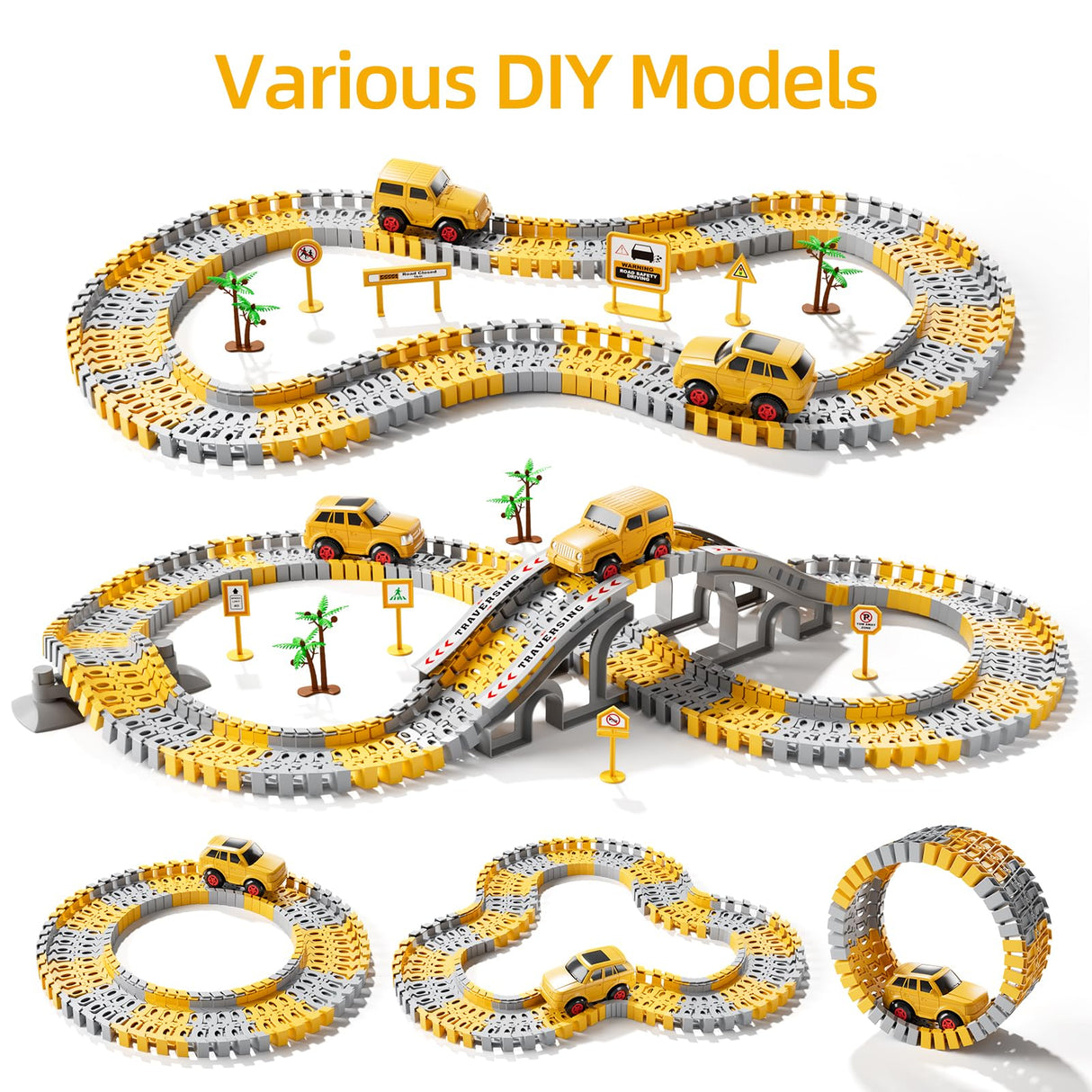 iHaHa Toddler Boy Toys 236 PCS Race Tracks Toys Gifts for 3 4 5 Year Old Boys Kids, 6 PCS Construction Car Toys Gifts for 2 3 4 5 Year Old Boys, Christmas Birthday Gifts Toys for 3 4 5 Year Old Boys