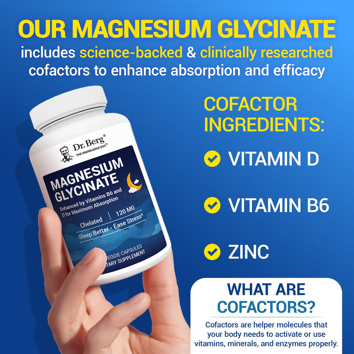 Dr. Berg Maximum Strength 4-in-1 Chelated Magnesium Glycinate with Clean, Potent & Pure Ingredients | 4X Lab-Tested & Verified | USA Formulated Magnesium Supplement Capsules | 90 Capsules