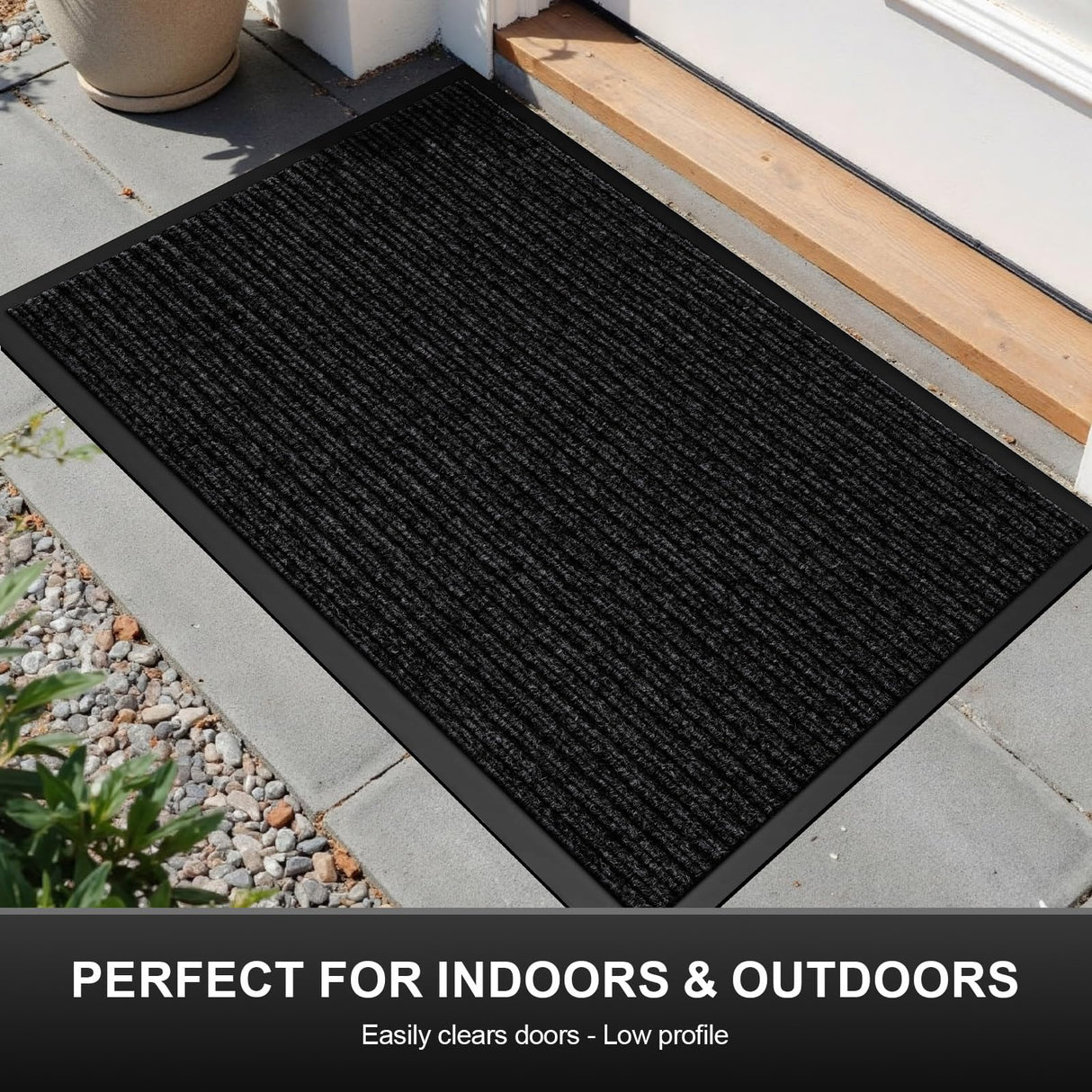 Commercial Floor Mat Non-Slip Waterproof, 60"x36" Front Door Mat for High Traffic Areas, Easy Clean Low Profile Durable Rug, for Entryway, Indoor/Outdoor, Office, Industrial, Garage, Black