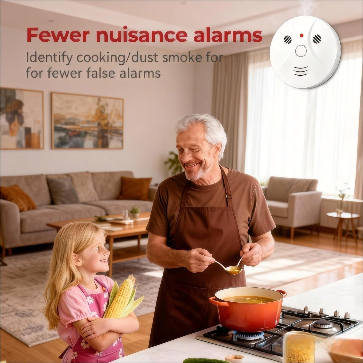 Lecoolife 3 Pack Smoke Detector Fire Alarms Battery Operated with Photoelectric Sensor and Silence Button, Travel Portable