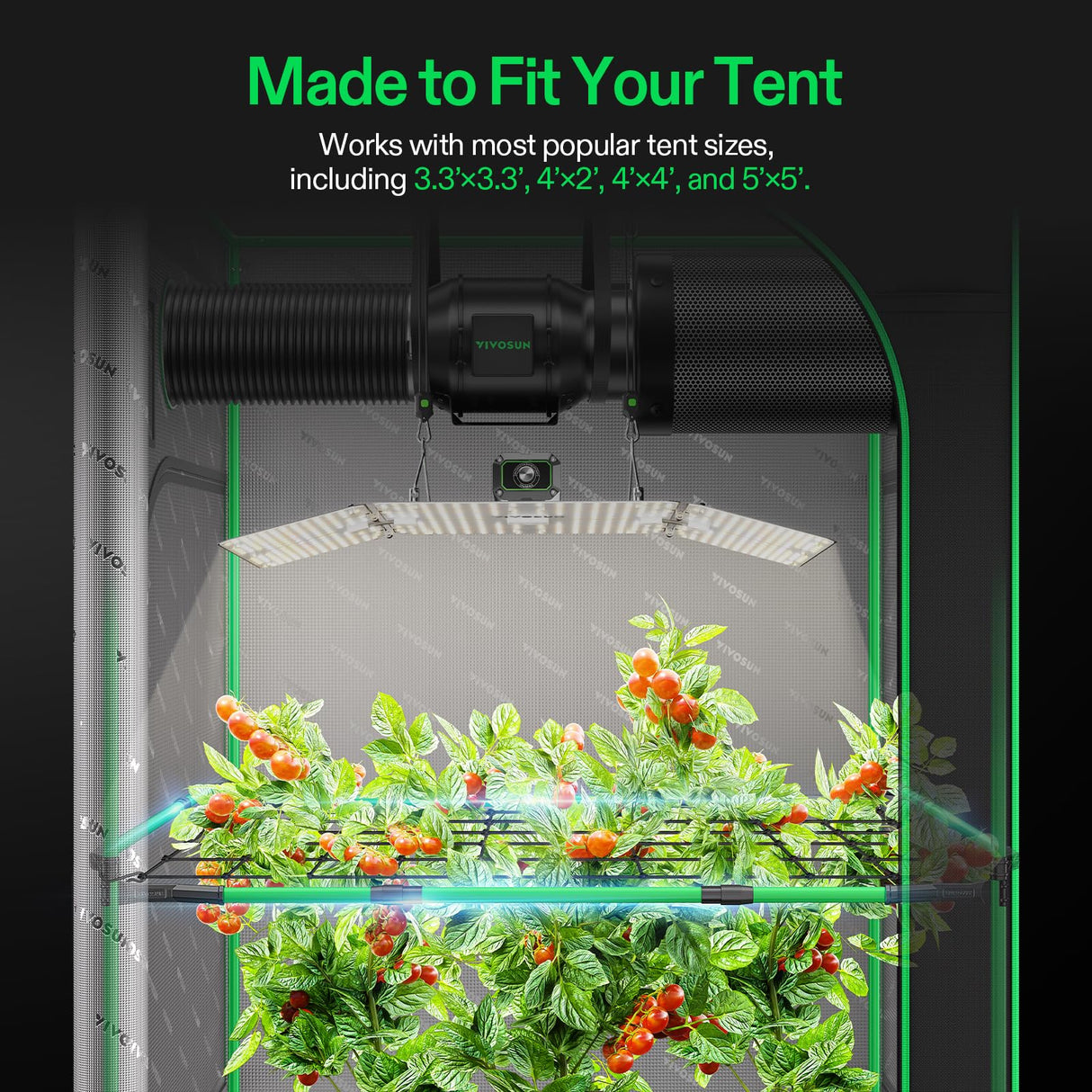 VIVOSUN Grow Tent High CFM Kit for 3.3×3.3, 4×2, 4×4, 5×5 Grow Tent