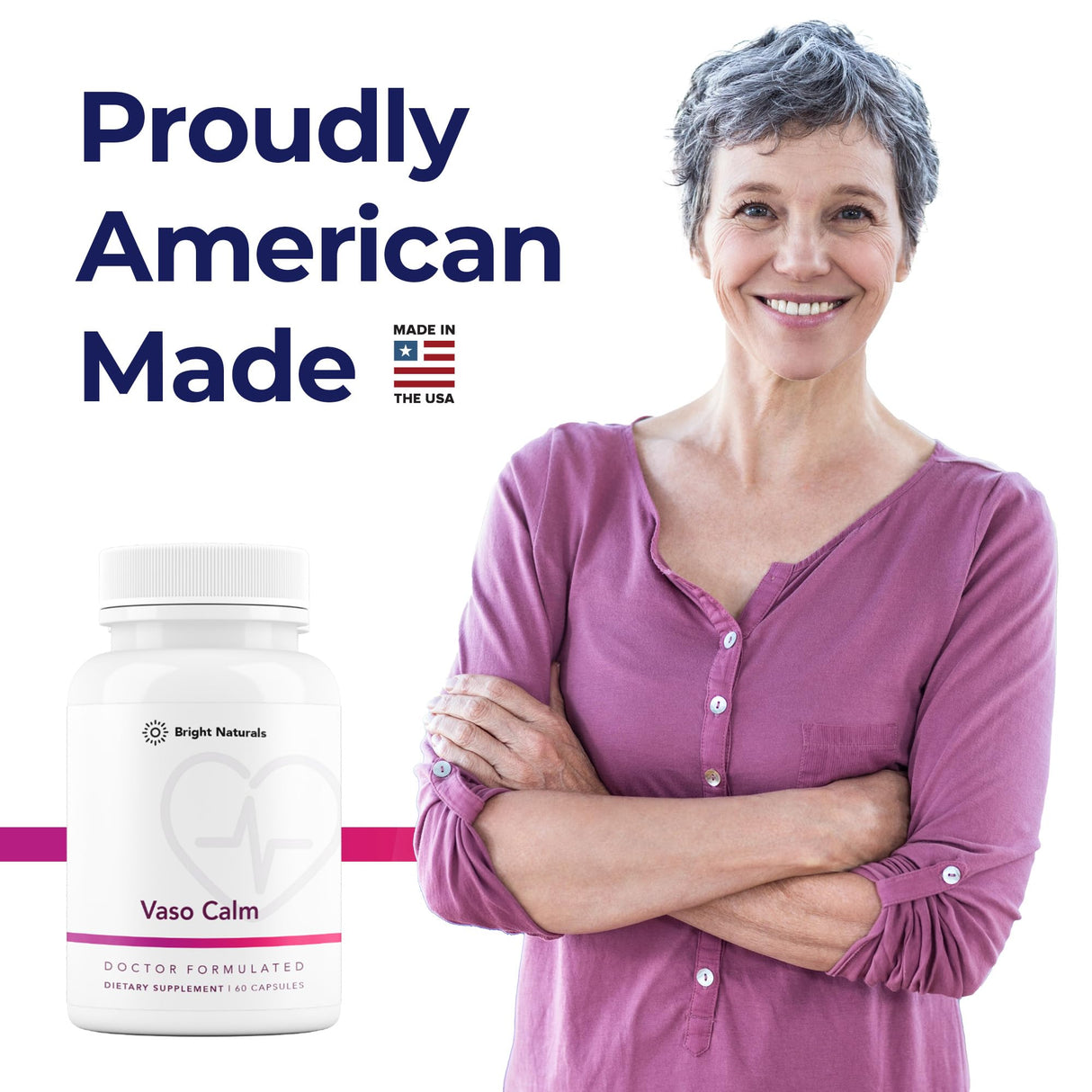 Bright Naturals Vaso Calm - Healthy Blood Balance Supplement - Features Fermented Garlic, Celery and Grape Seed Extract, Hibiscus, and Vitamin K2 - Made in The USA, 180 Capsules