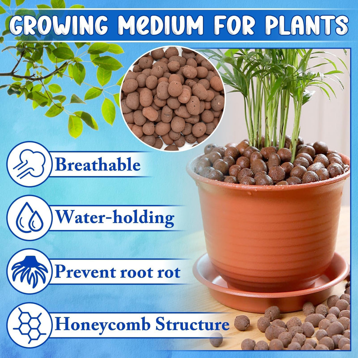 ZeeDix 5LB Leca Clay Pebbles for Plants. Organic Hydroponic Clay Balls
