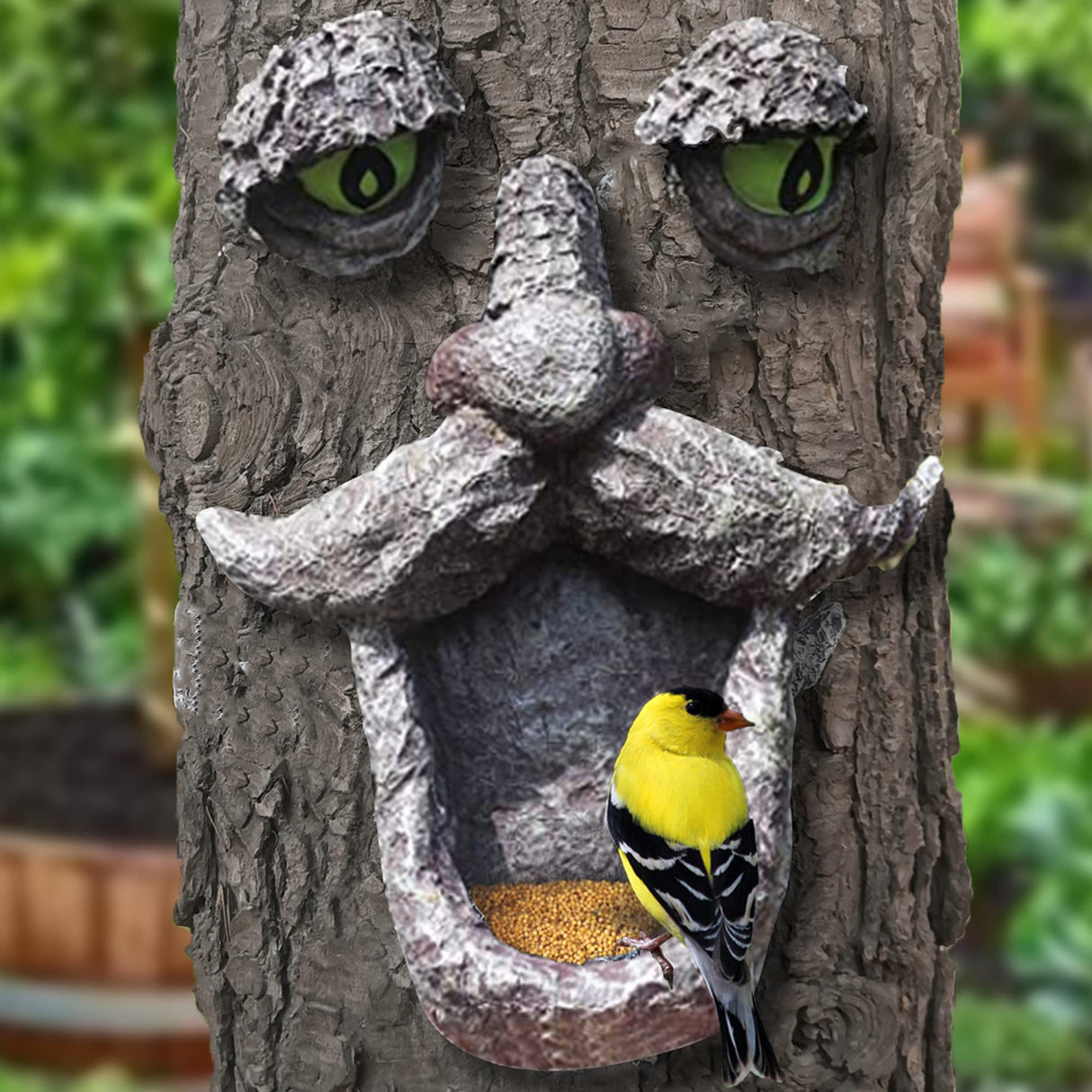 Aflowa Tree Faces Bird Feeder,Funny Old Man,Large