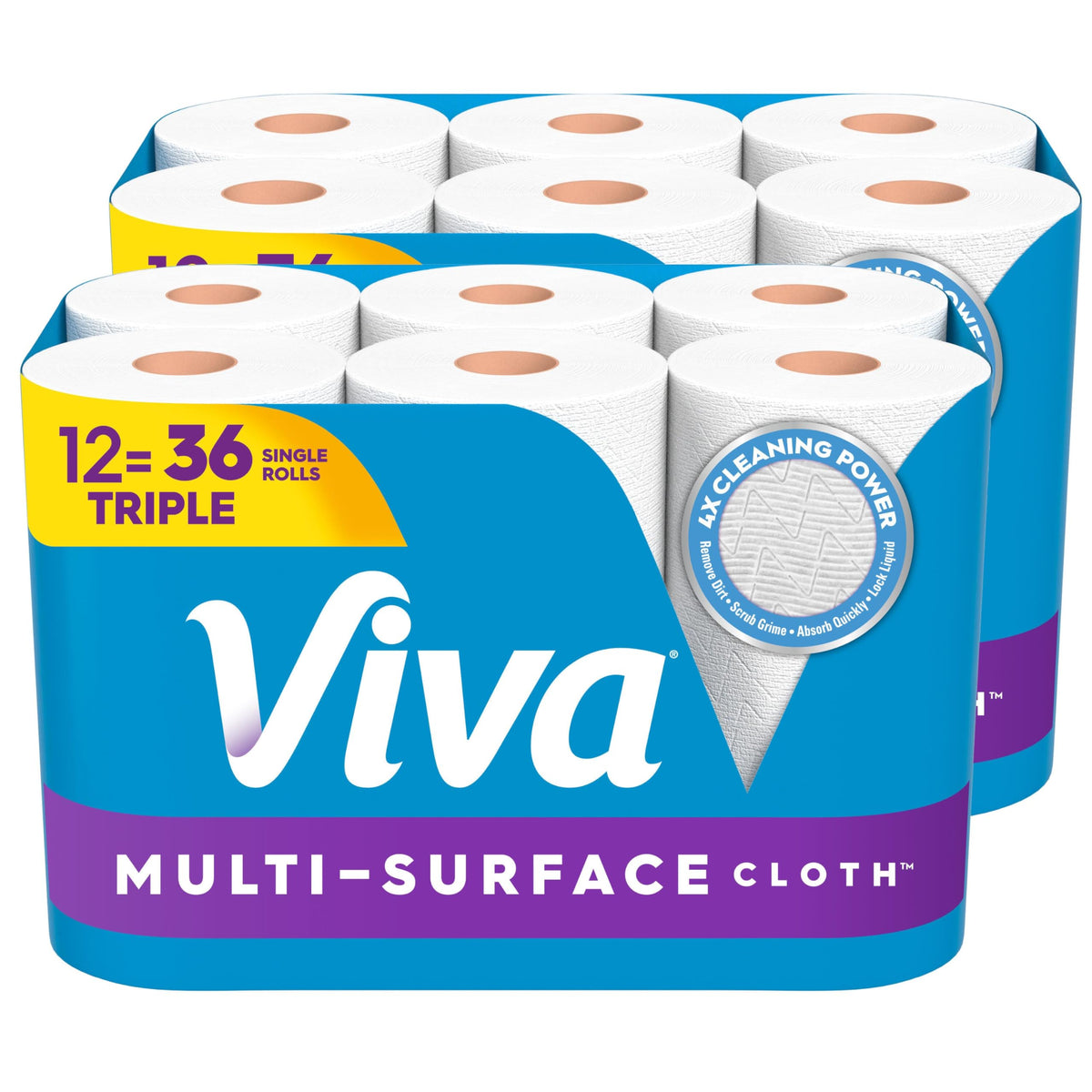 Viva Multi-Surface Cloth Paper Towels, 12 Triple Rolls, 165 Sheets per Roll