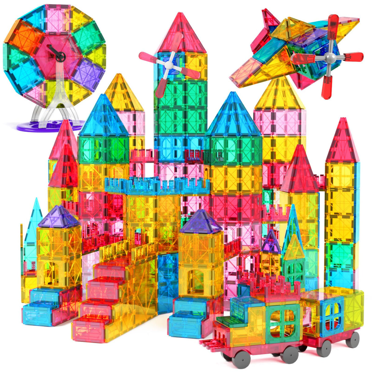 Jasonwell 100pcs Magnetic Tiles Building Blocks Set for Boys Girls Preschool Educational Magnet Construction Kit Stacking STEM Toys Christmas Birthday Gift for Kids Toddler 3 4 5 6 7 8 9 10 + Year Old
