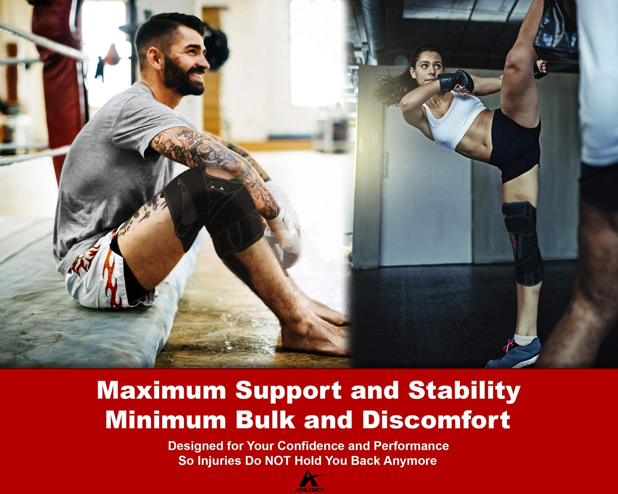 Hinged Knee Brace Support with Strap & Side Patella Stabilizers for Protection & Pain Relief for Arthritis, Meniscus Tear, ACL, MCL - Sports Compression Wrap for Running & Recovery - Men & Women (M)