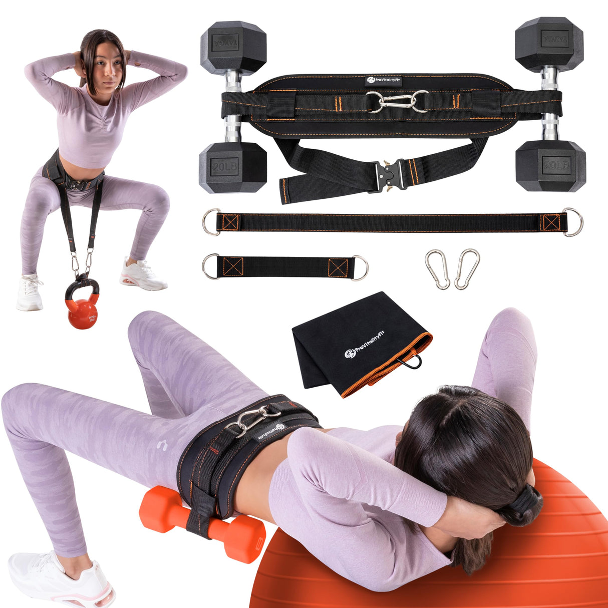 Hip Thrust Belt for Women & Men – Glute Workout Equipment for Dumbbells, Kettlebells, Plates – Heavy Duty Booty Builder, Dip Belt Kit - Adjustable, Home/Gym Use