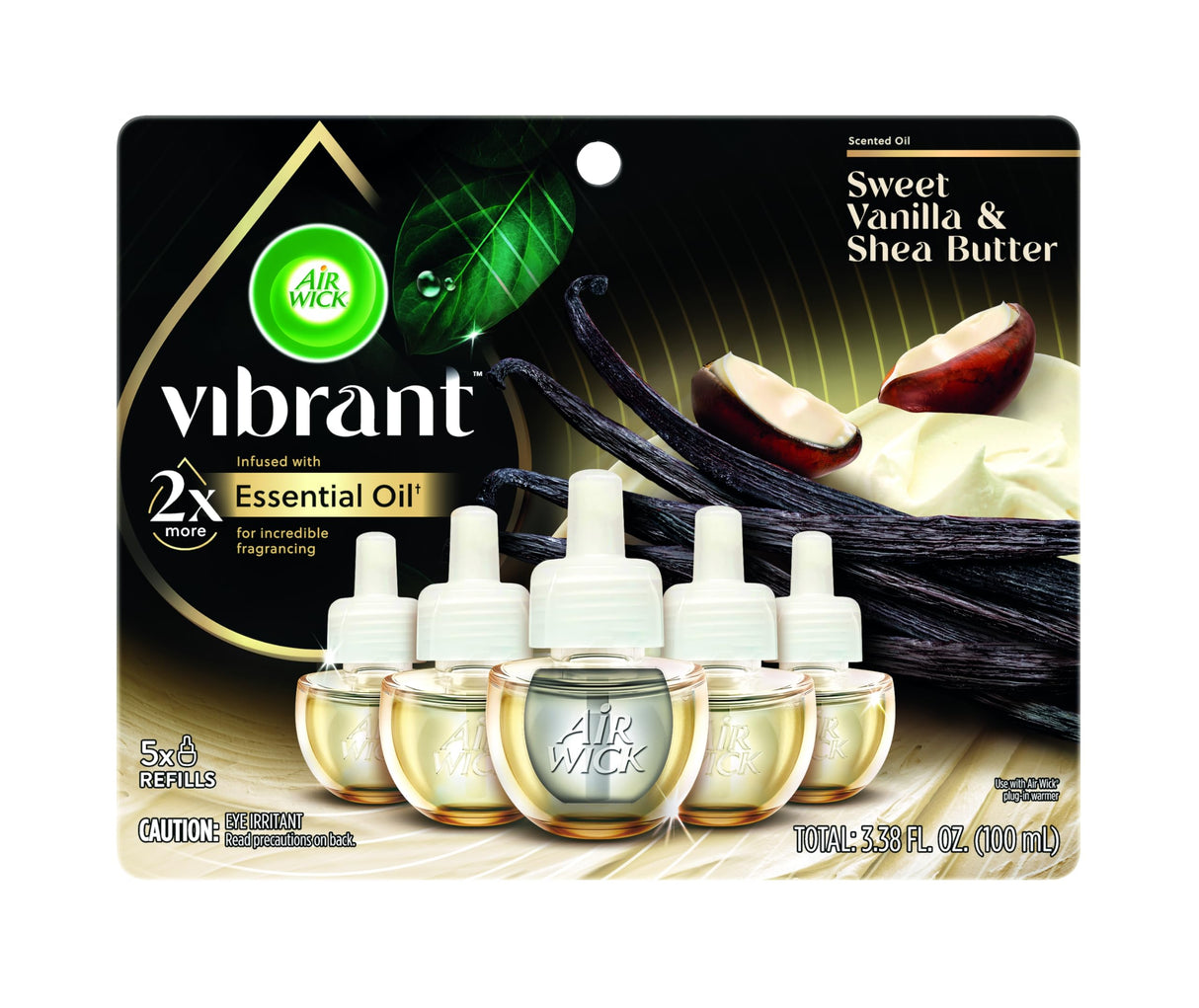 Air Wick Plug In Scented Oil Refills, Sweet Vanilla + Shea Butter, Air Fresheners for Home Long Lasting, Room Fresheners,Air Freshener Plug In, Vanilla Essential Oils, House Essentials, 5 ct