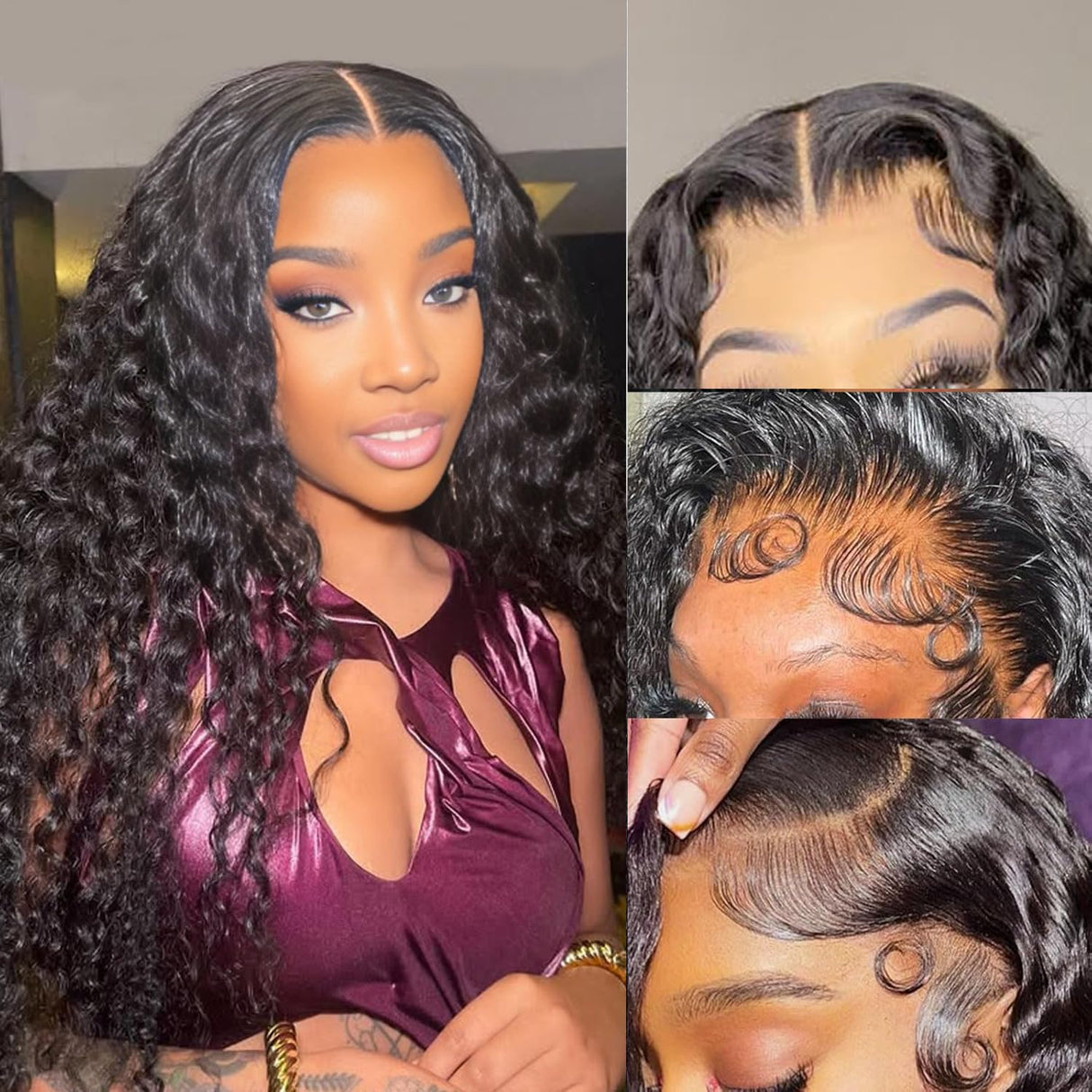 Karlami 5X5 Deep Wave Lace Front Wigs Human Hair Wet and Wavy Human Hair HD Lace Closure Wigs Glueless Wigs Human Hair Pre Plucked 180% Density Wig (5X5 Black, 24 inch, Deep Curly)