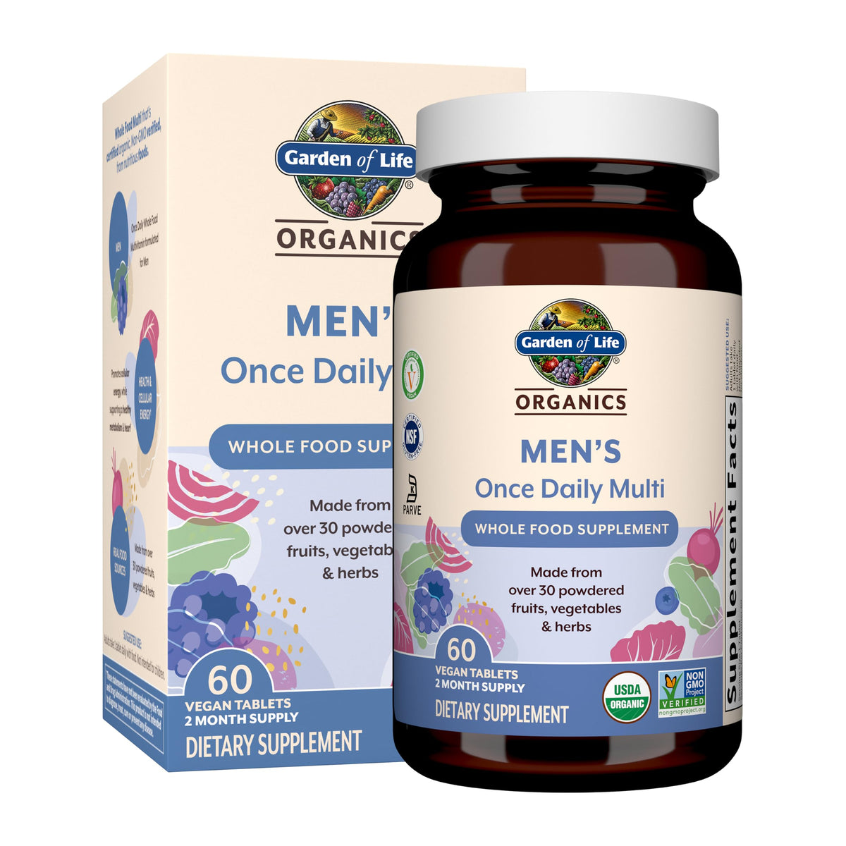 Garden of Life Organics Men's Once Daily Multivitamin, 60 Tablets