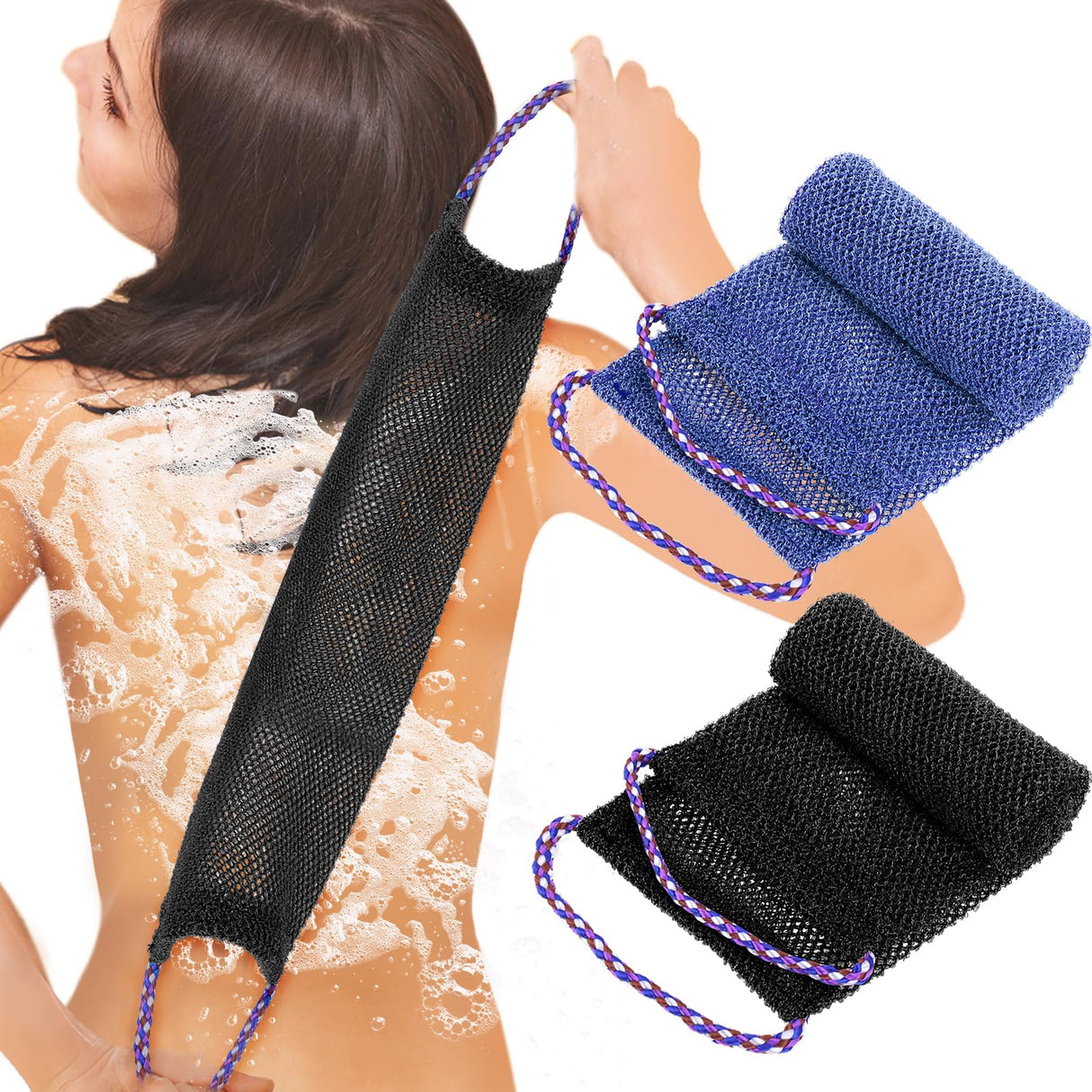 2 Pieces African Exfoliating Net, African Net Sponge Exfoliating Back Scrubber for Shower