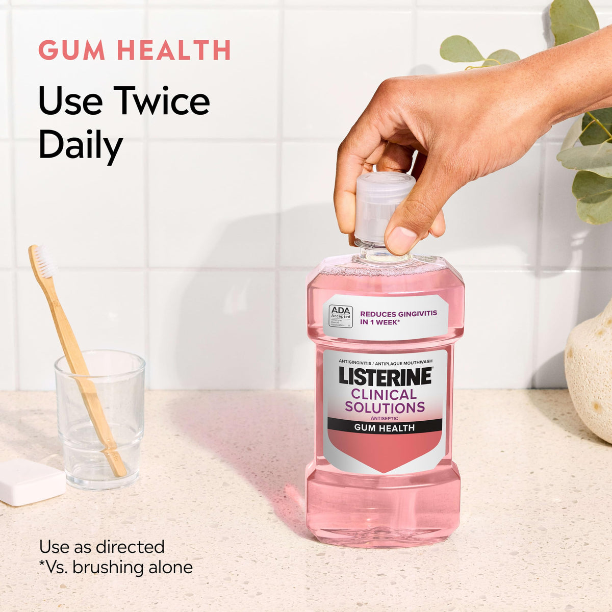 Listerine Clinical Solutions Gum Health Mouthwash, 33.8 fl.oz/1L x 2