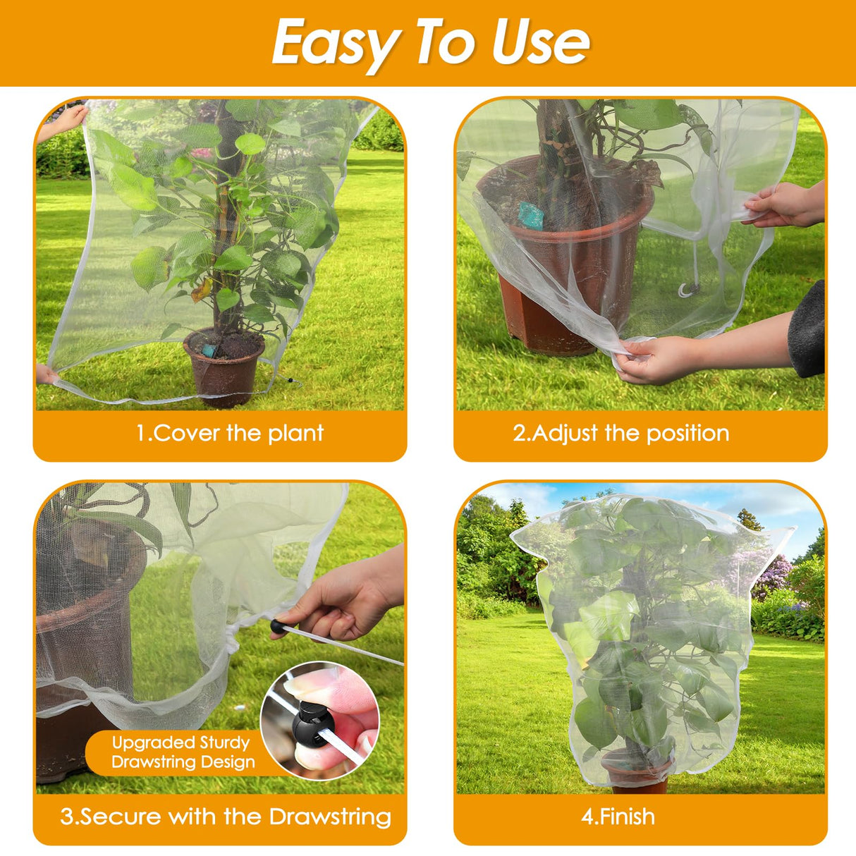4PCS Insect Bird Barrier Mesh Blueberry Bush Netting Cover Bird Netting