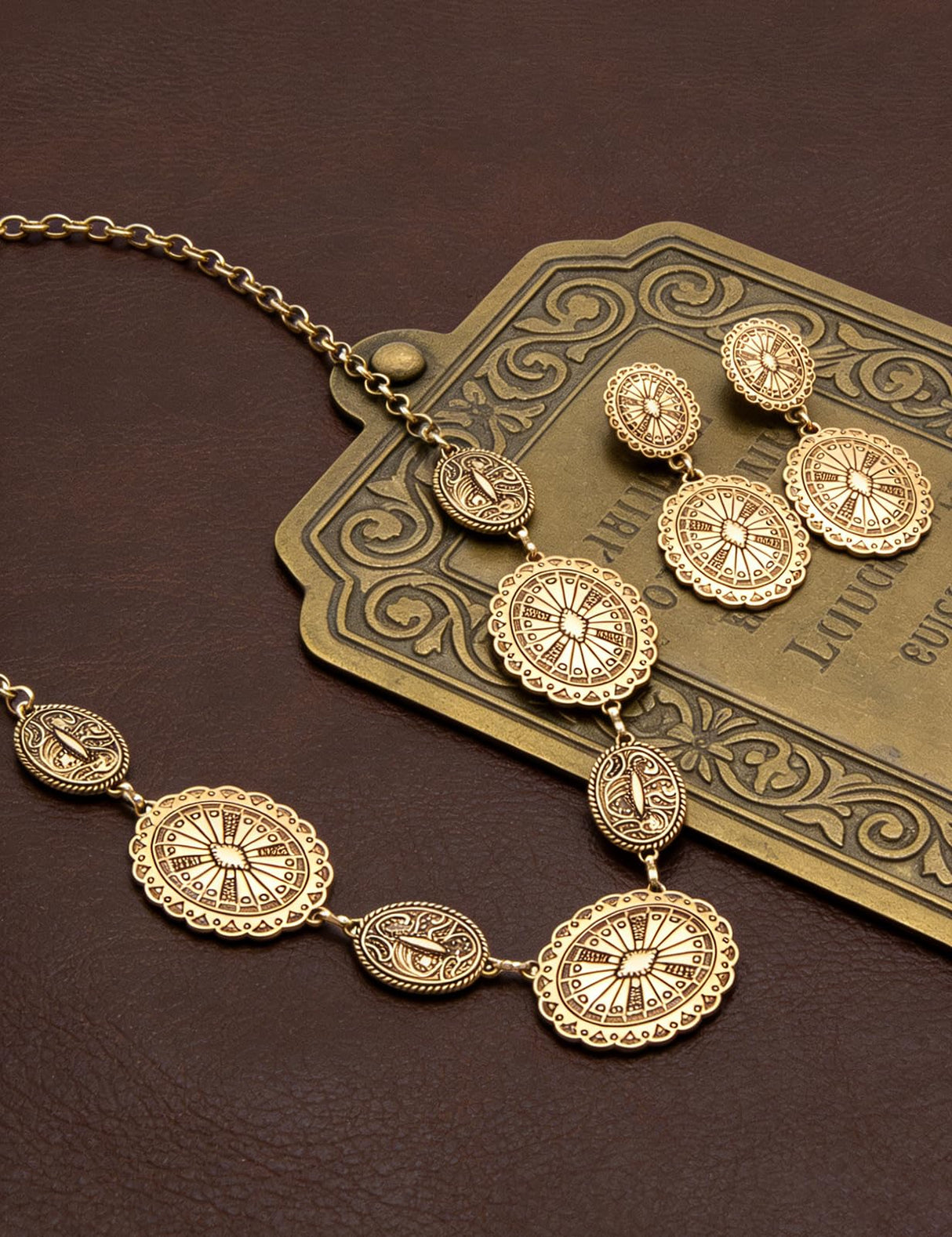 TOPACC Western Jewelry Set for Women Metal Vintage Western Necklace with Earrings Cowgirl Jewelry for Country Concert Outfit