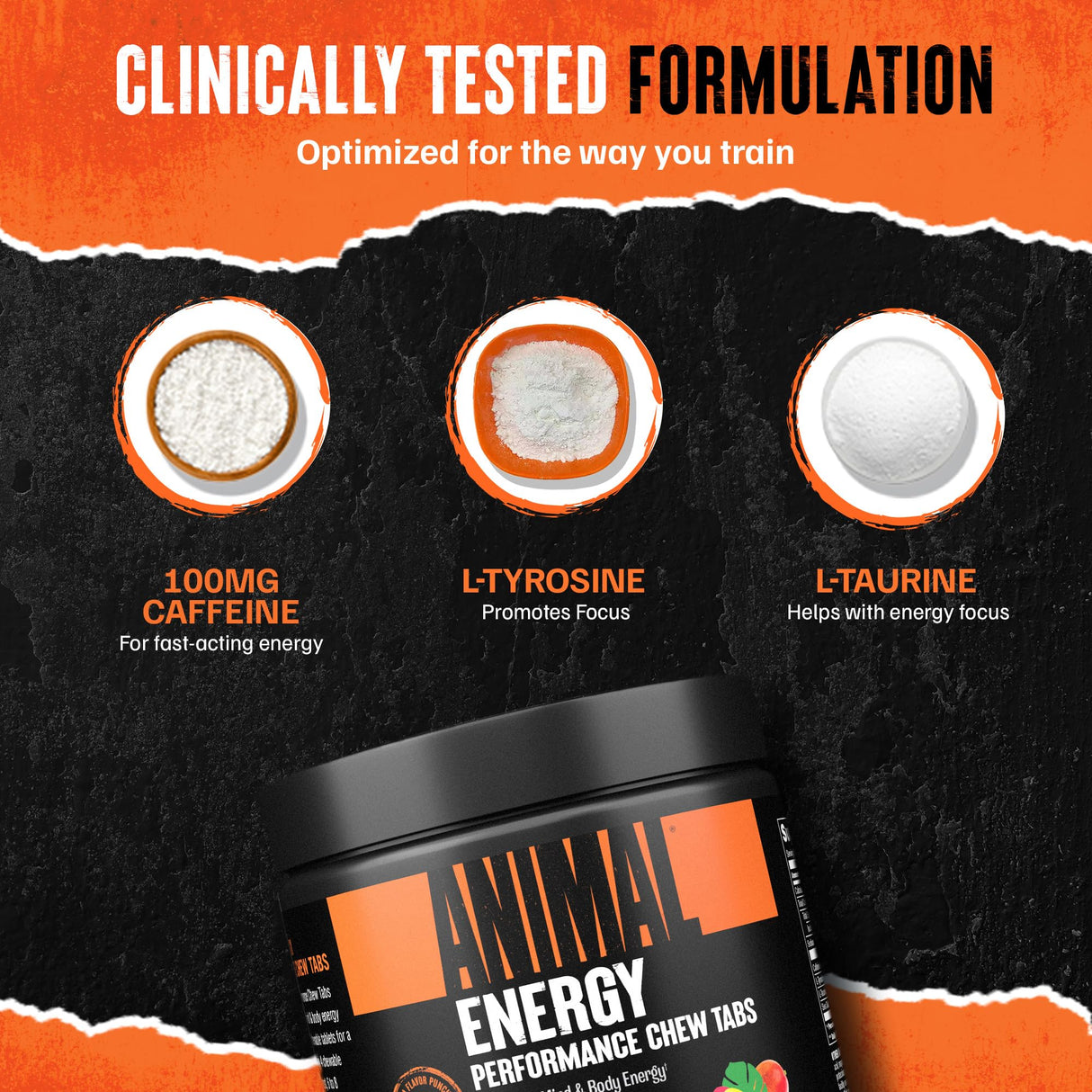 Animal Energy Chews, Fast Acting Energy with Caffeine, Nootropics and Sea Salt for Focus and Pre Workout - Convenient and Delicious Chews Format - Mango
