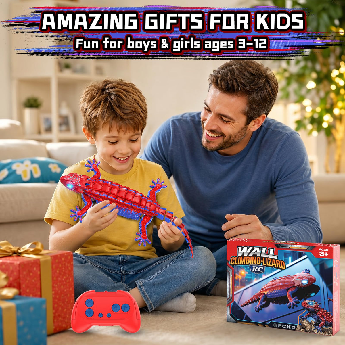 Loueouv RC Wall Climbing Gecko, Rechargeable Remote Control Robot for Kids