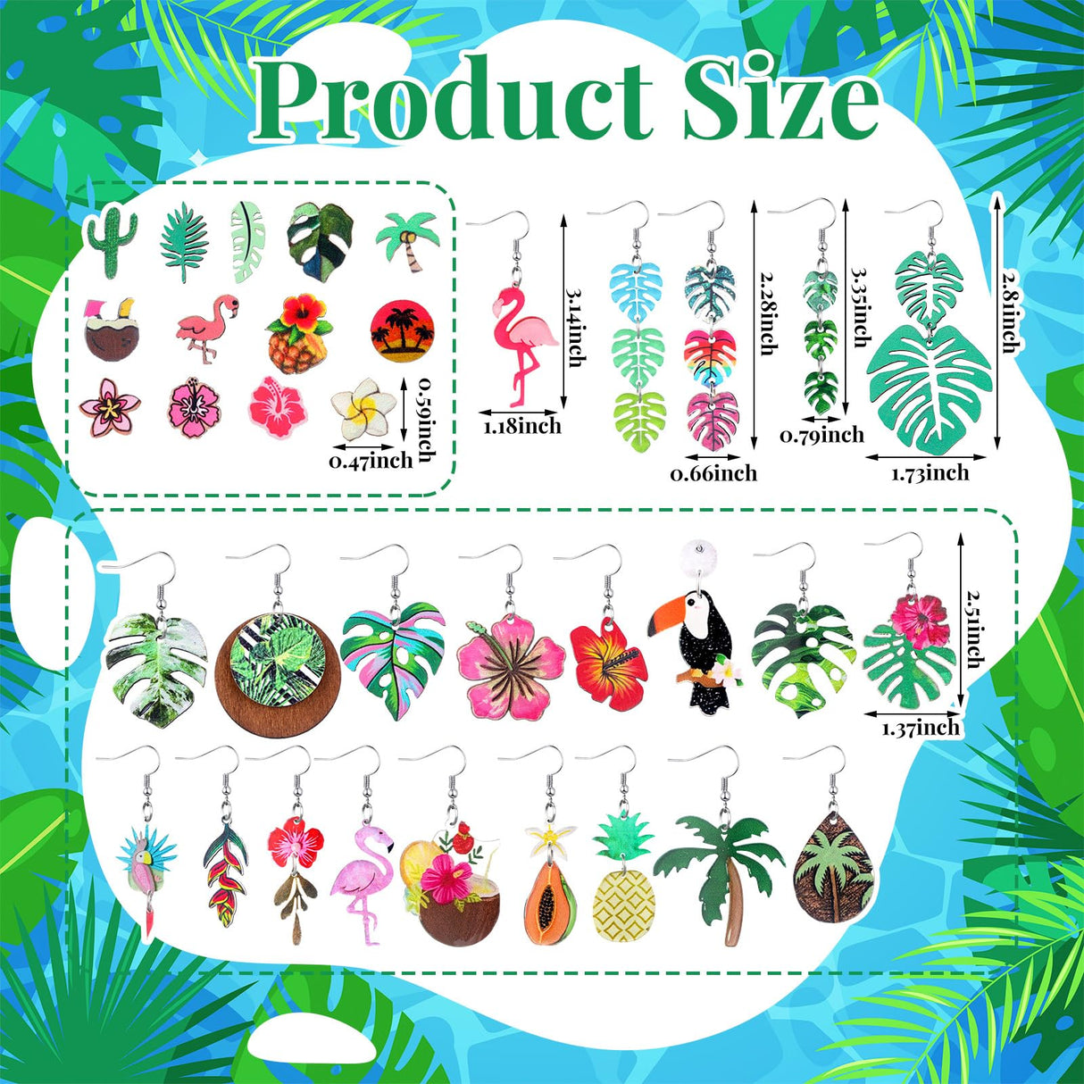 Nosiny 36 Pairs Tropical Summer Earrings Bulk for Women Vacation, Classic