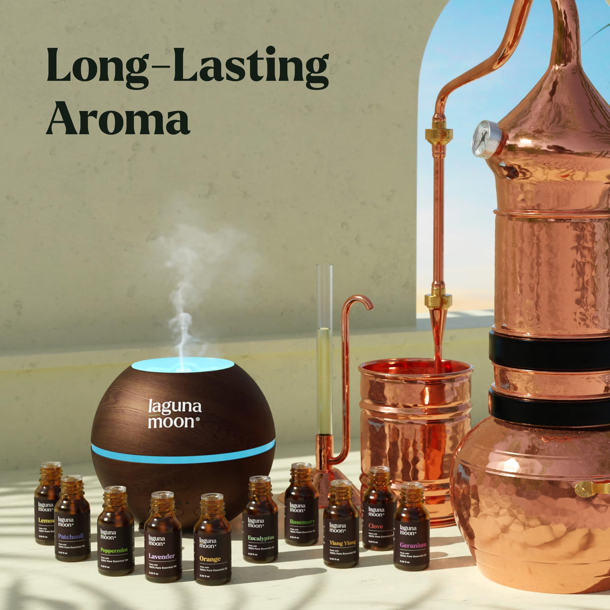 Lagunamoon Essential Oils Set, Top 20 Gift Set Oils for Diffusers, Humidifiers, Aromatherapy, Candle Making Scents, Cars & Home Products, Peppermint, Tea Tree, Lavender, Eucalyptus, Lemongrass (10mL)