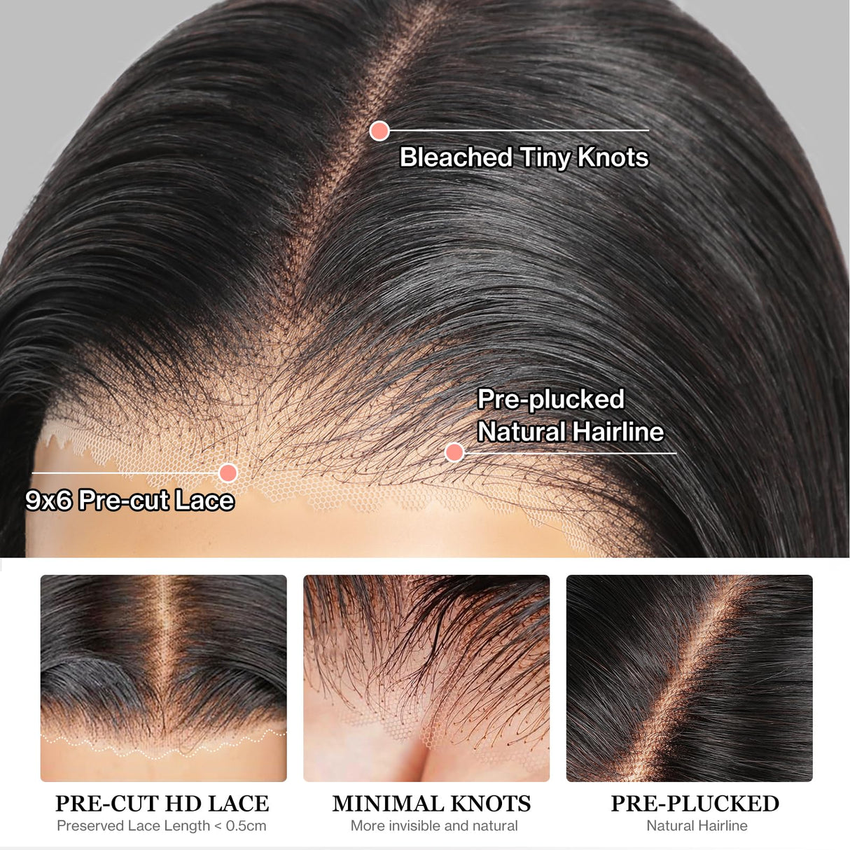 Curtain Bangs Face-Framing 9x6 Glueless Wigs Human Hair Pre Plucked Pre Cut HD Lace 200 Density Loose Body Wave Lace Front Wigs Layered Ready to Wear Wigs Glueless Human Hair for Black Women 18 inch