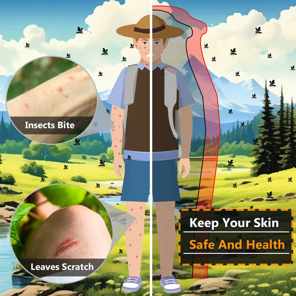 South to East Mosquito Suit - Net Bug Mesh Pants & Jacket with Hood for Outdoor Protection from Bugs, Flies, Gnats, No-See-Ums & Midges - Mosquito Net Clothing for Men & Women with Carrybag, XL Size