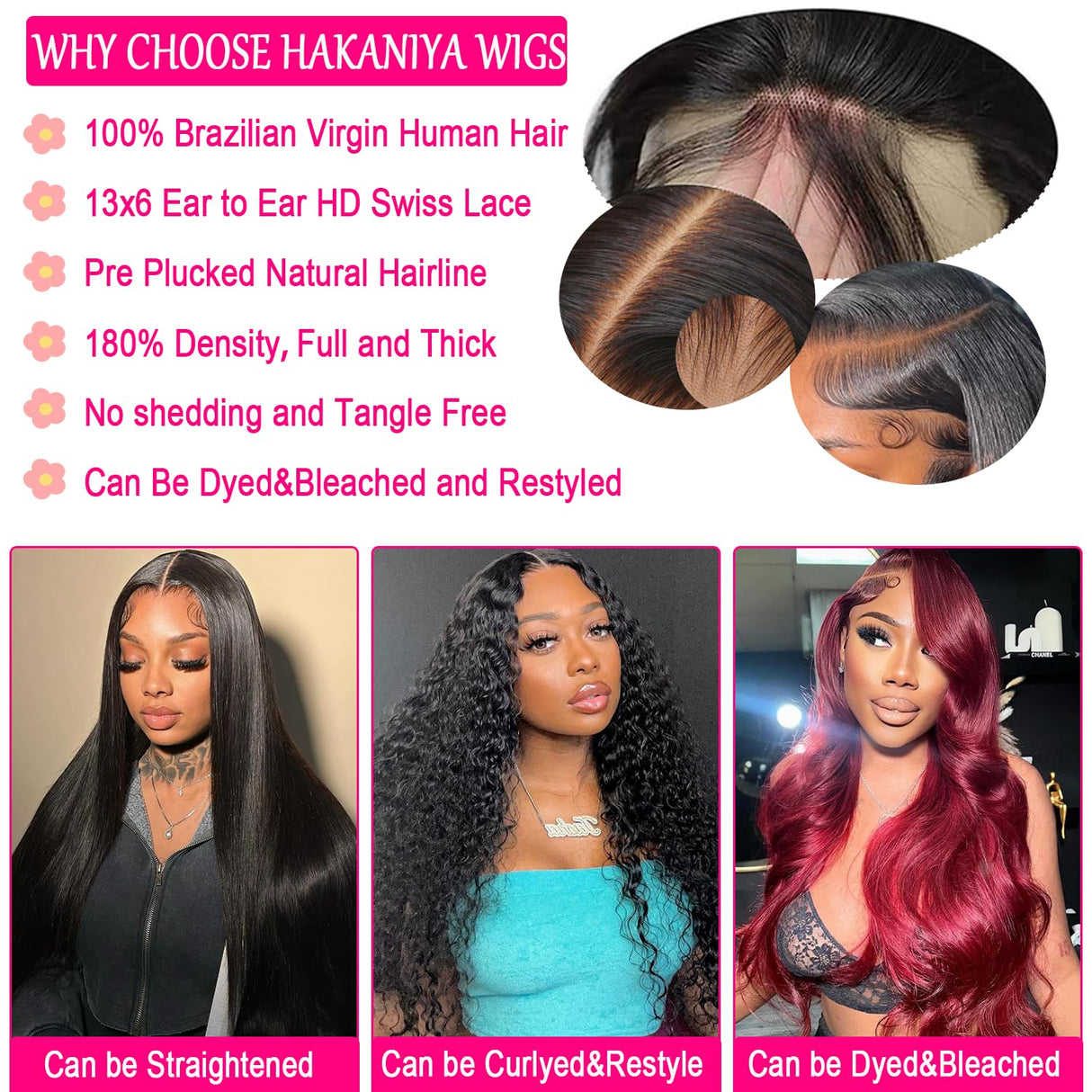 Hakaniya 13x6 Body Wave Lace Front Wigs Human Hair Pre Plucked HD Transparent Lace Frontal Wigs Human Hair 180% Density Glueless Wigs Human Hair with Baby Hair for Women 26 Inch